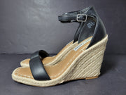 Steve Madden Women's Submit Wedge Heel Espadrille Sandals Black Sz 5