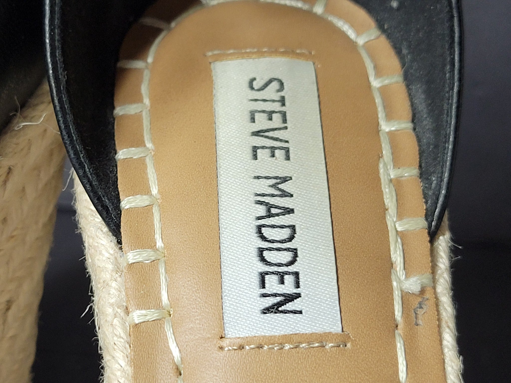Steve Madden Women's Submit Wedge Heel Espadrille Sandals Black Sz 5