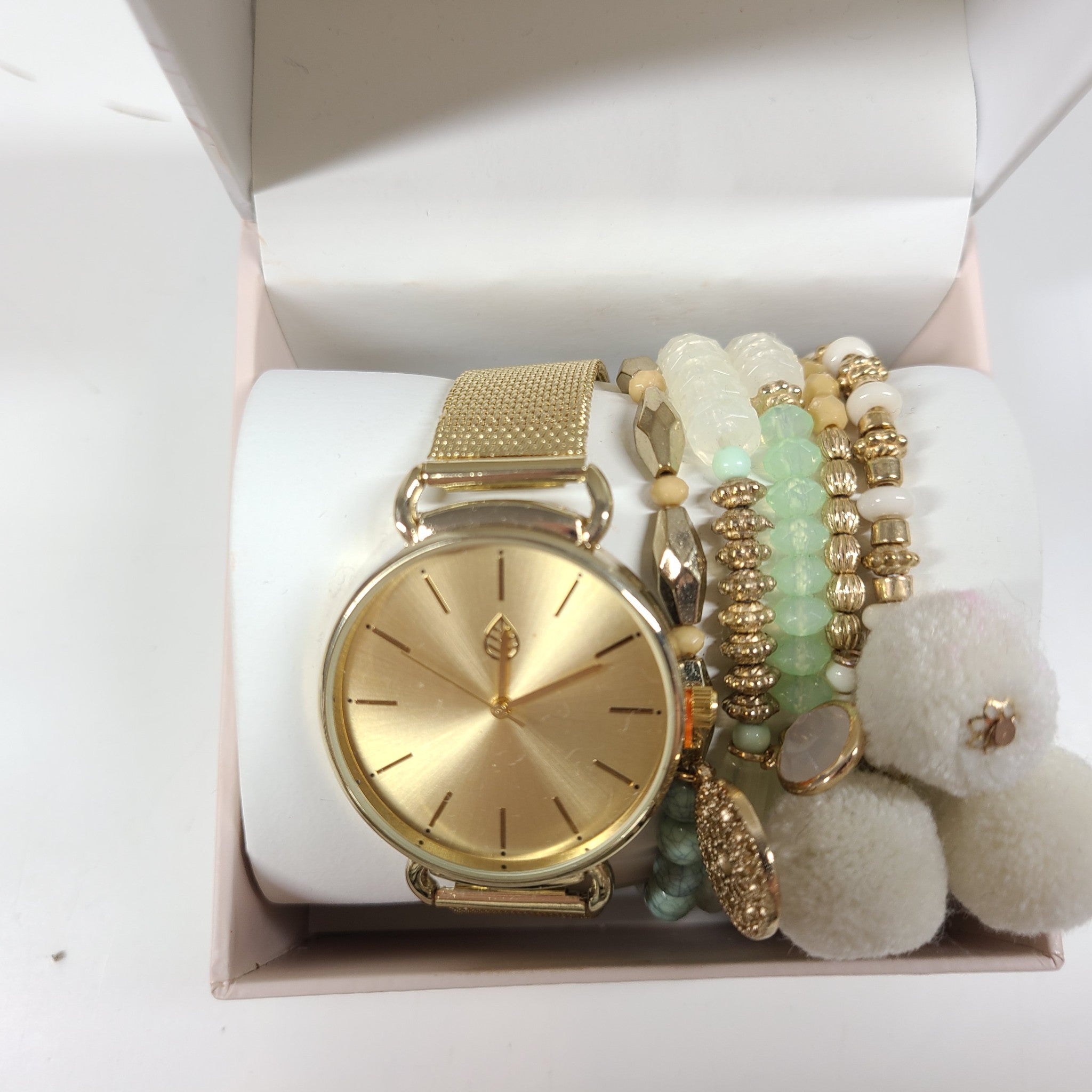 Jessica Carlyle Women's Gold Tone Watch and Boho Bracelet Gift Set