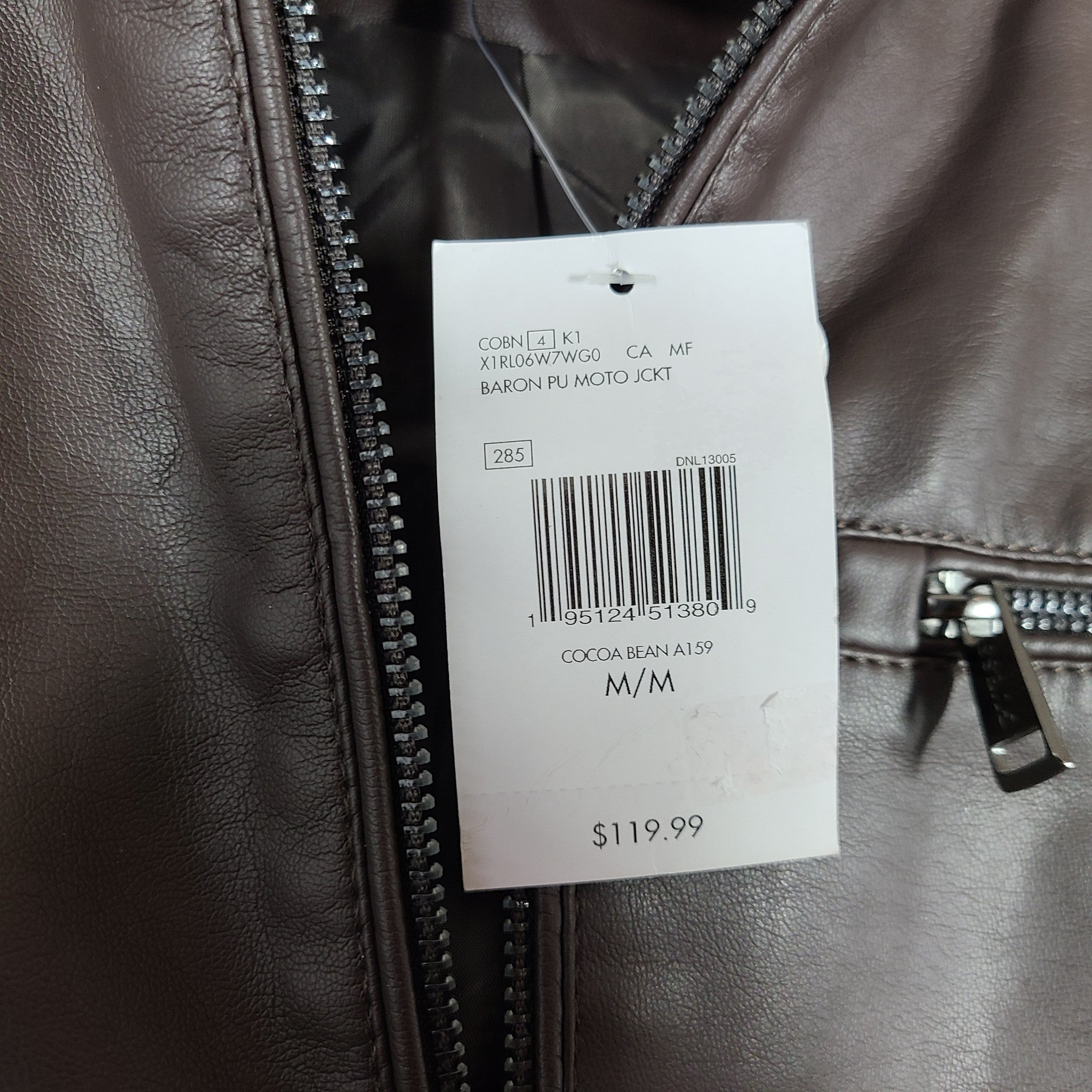 Guess Men's Baron Faux-Leather Moto Jacket Dark Brown Sz M