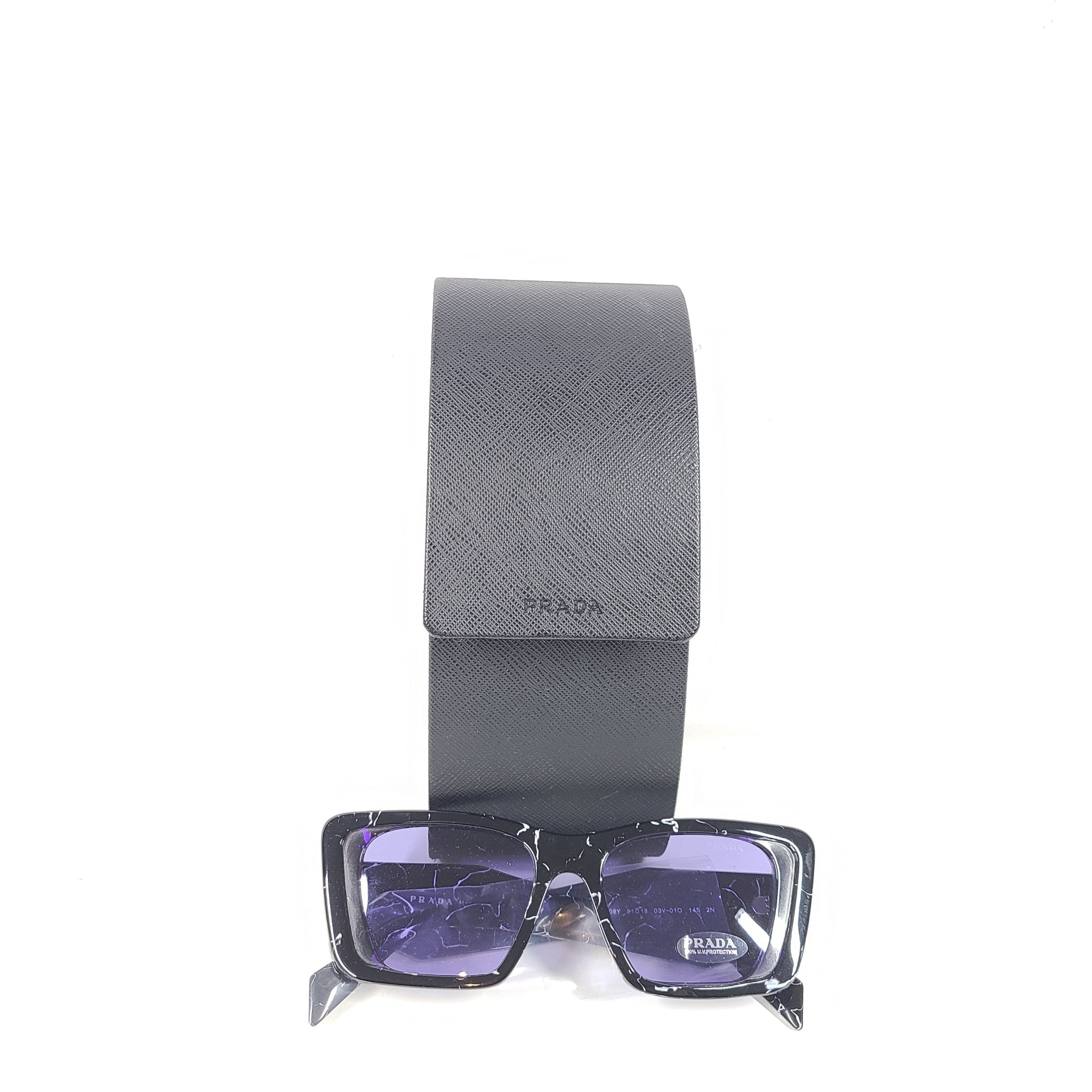 Prada Symbole SPR08Y Butterfly Sunglasses Havana Black/White Violet Lens