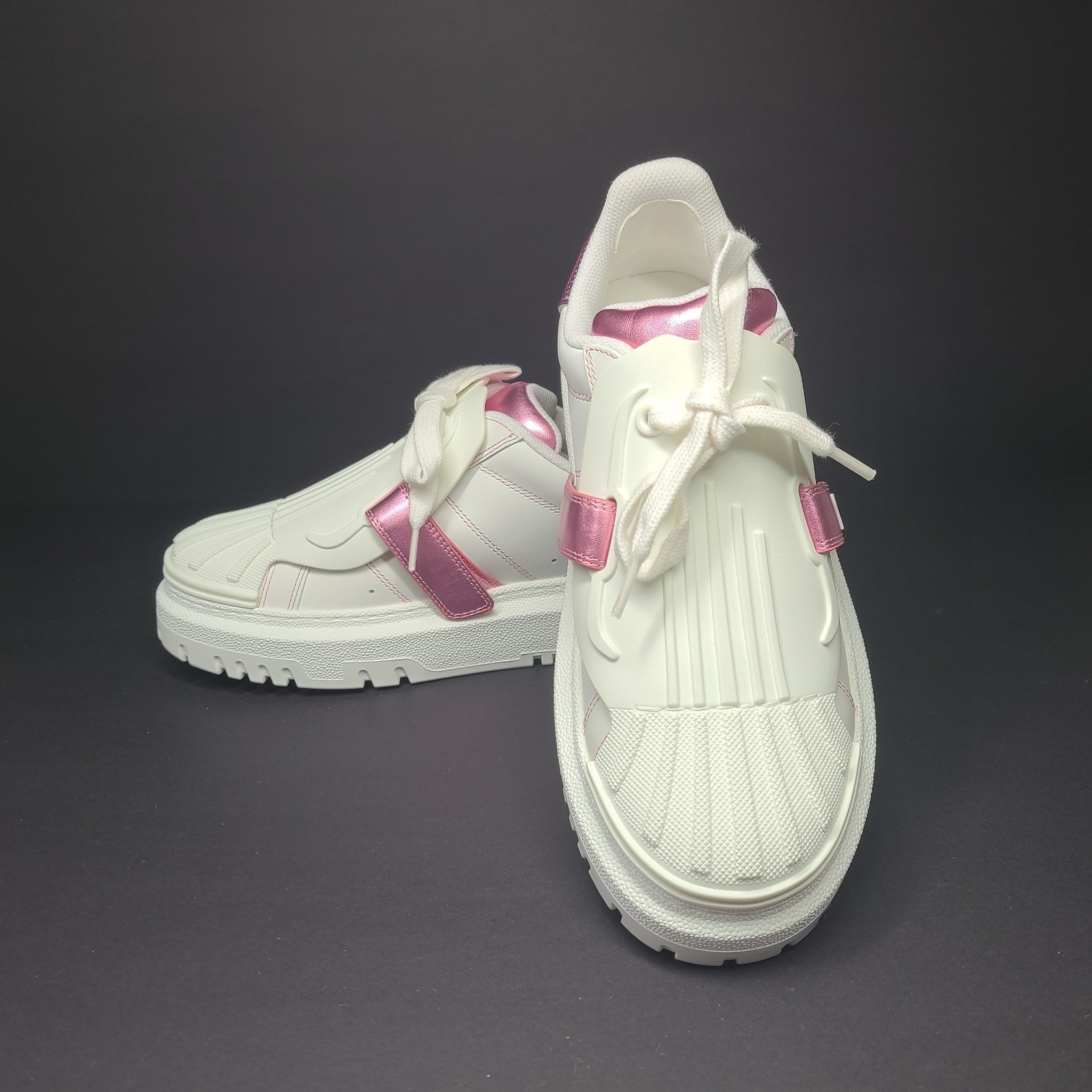 Christian Dior DIOR-ID SNEAKER White / Metallic Pink Calfskin Sz 36.5 US 6.5