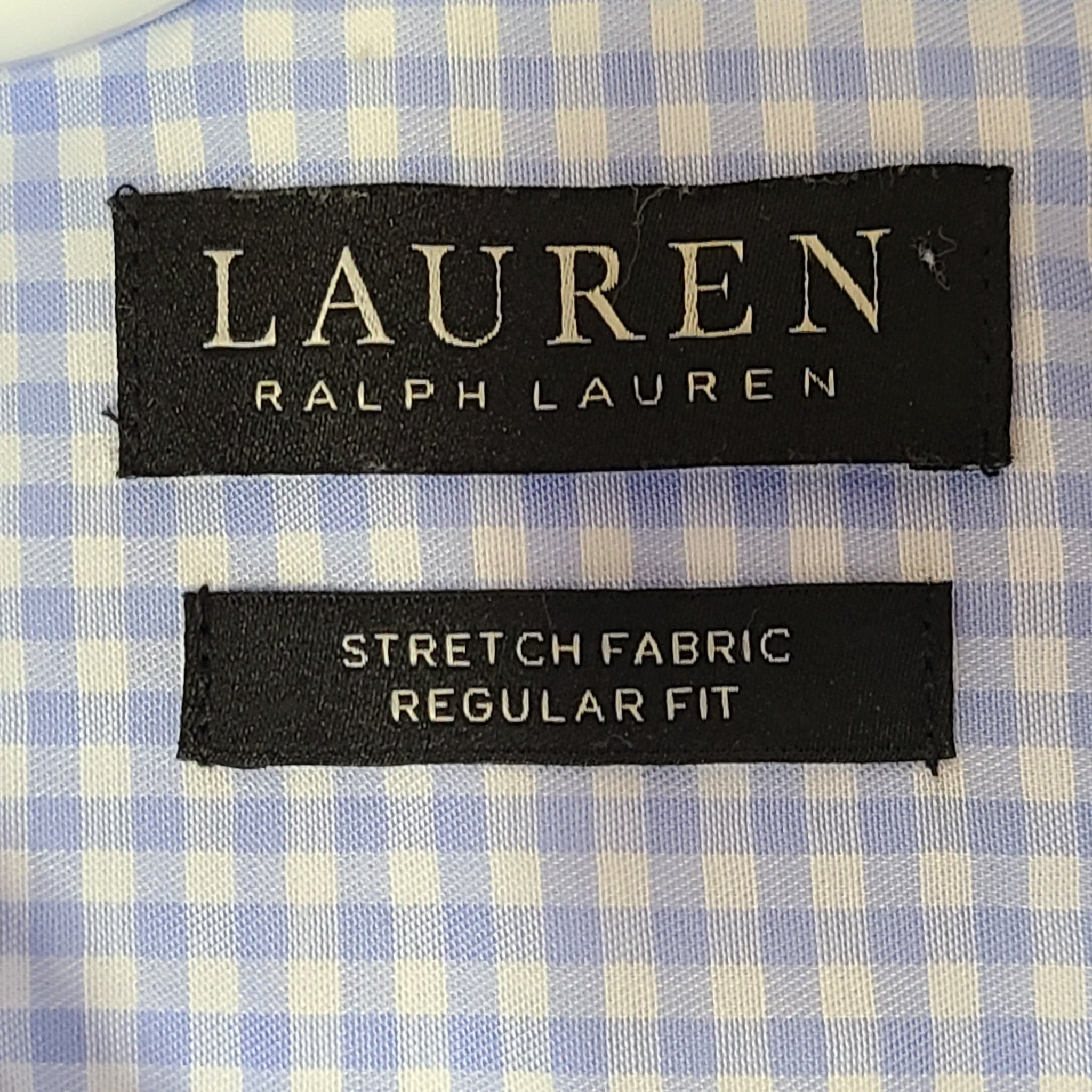 Ralph Lauren Men's UltraFlex Stretch Gingham Check Dress Shirt Blue Sz 16 (L)