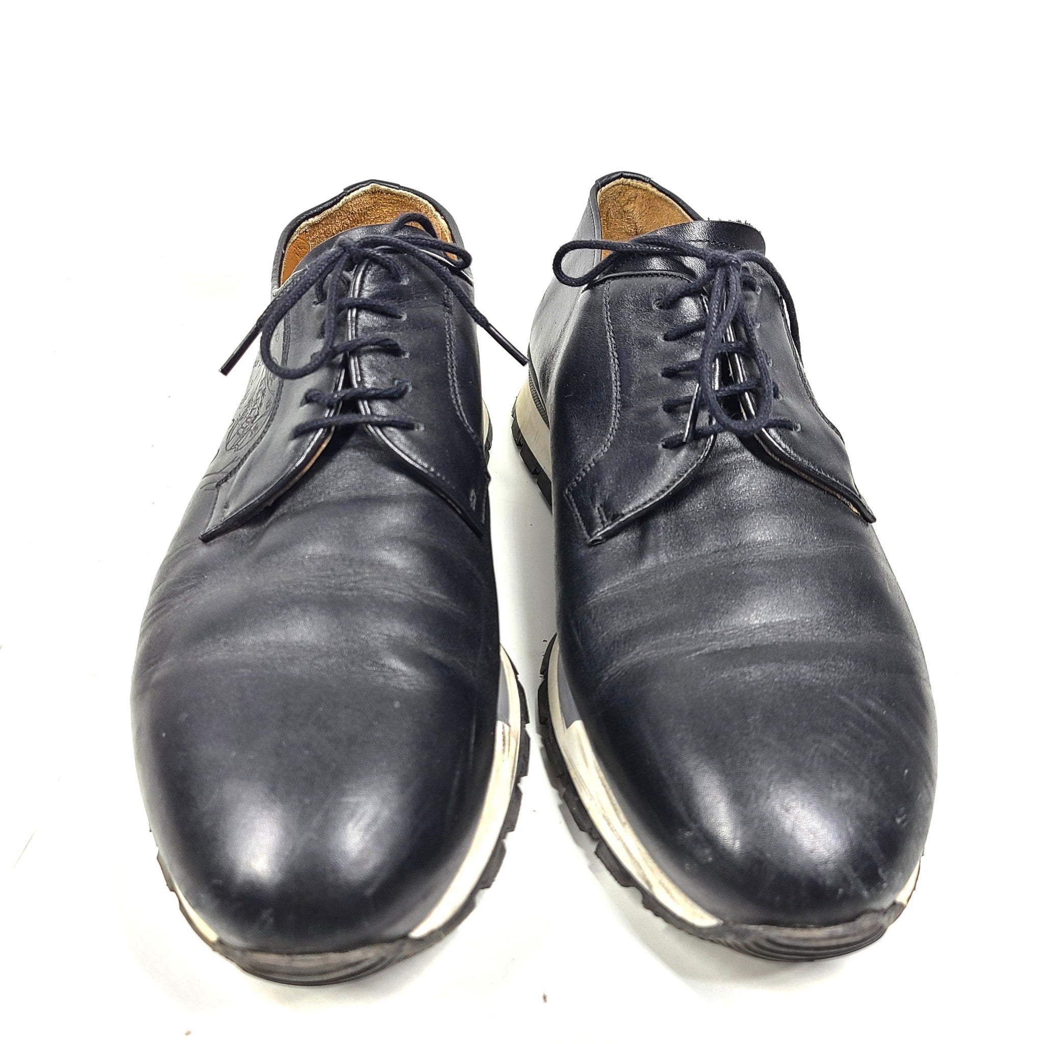Berluti Men's Fast Track Logo Embossed Leather Sneakers Black Sz 13 IT46