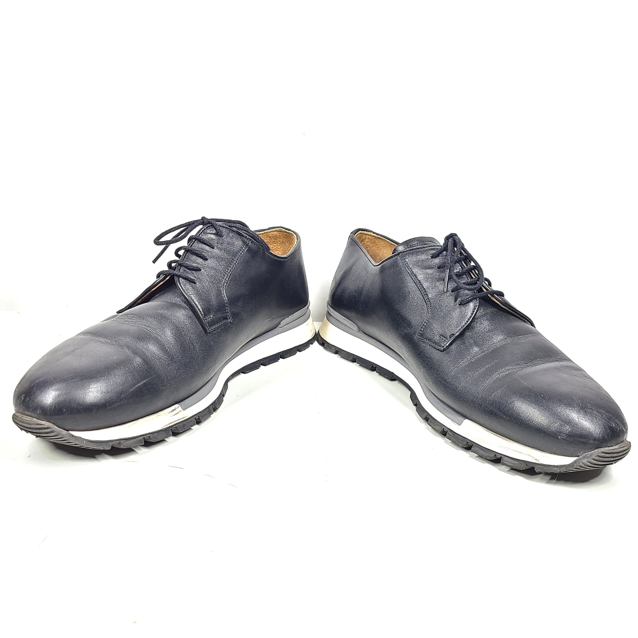 Berluti Men's Fast Track Logo Embossed Leather Sneakers Black Sz 13 IT46