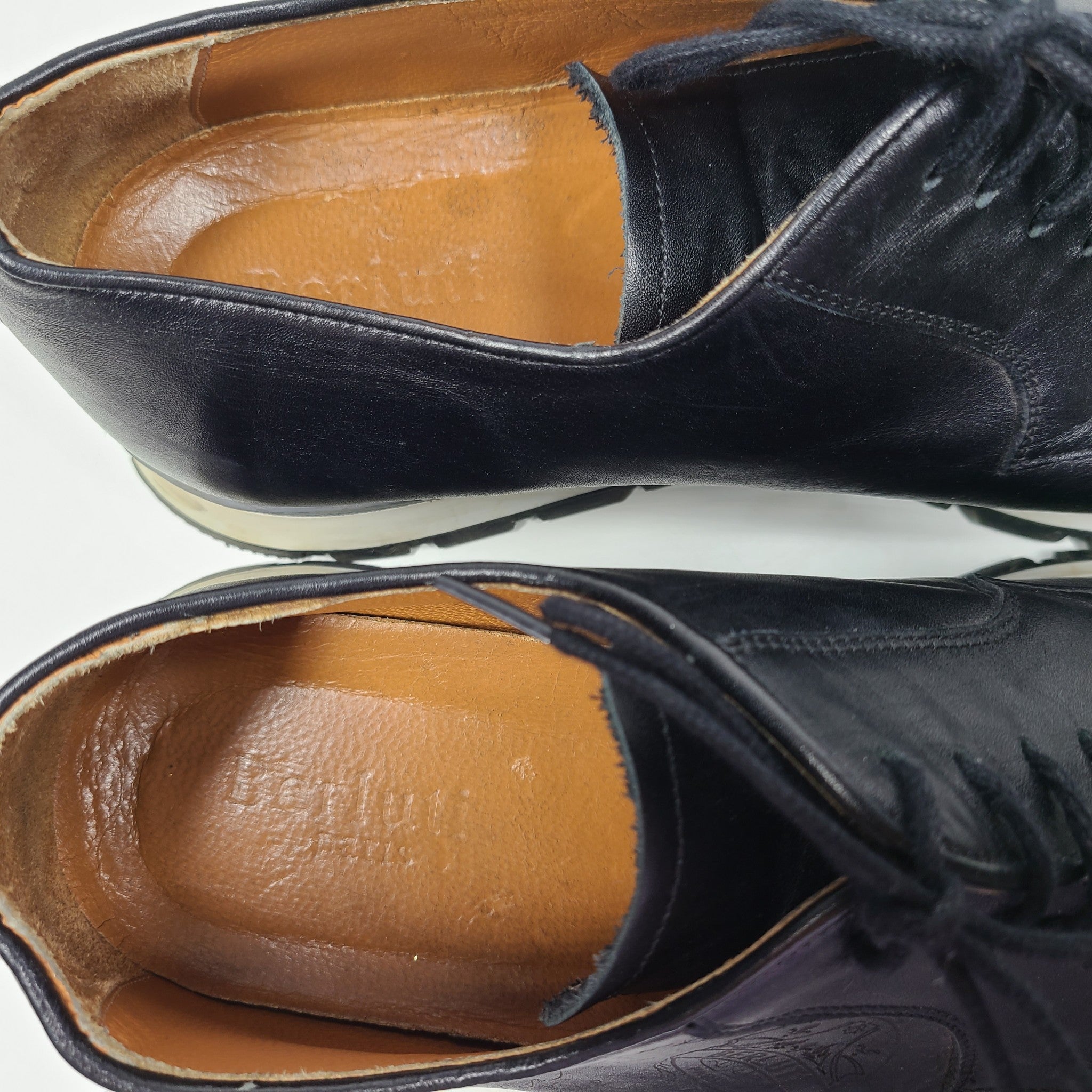 Berluti Men's Fast Track Logo Embossed Leather Sneakers Black Sz 13 IT46