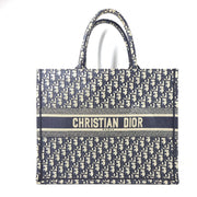 Christian Dior Large Book Tote Jacquard Oblique Embroidery Blue (42 x 35 x 18.5 cm)