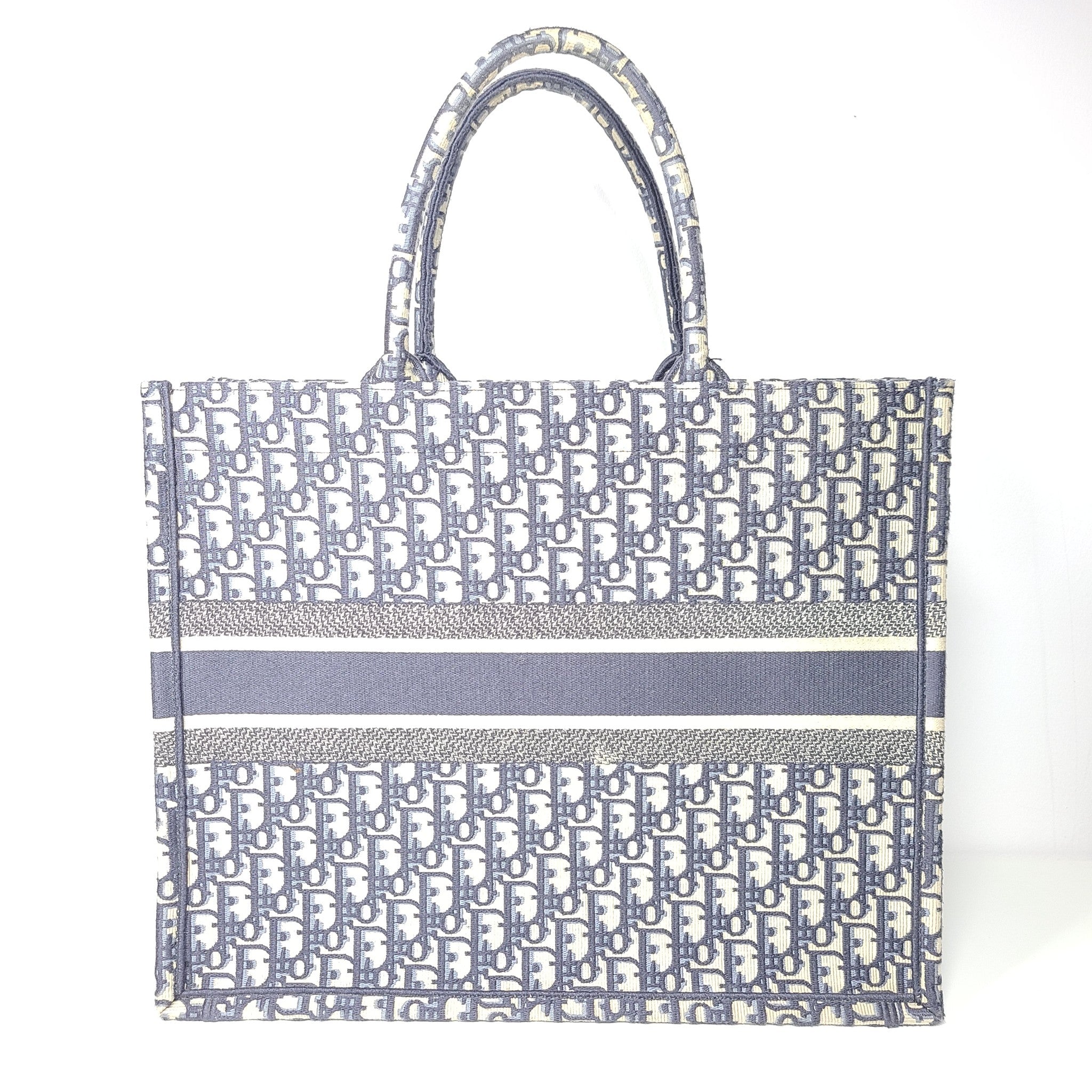 Christian Dior Large Book Tote Jacquard Oblique Embroidery Blue (42 x 35 x 18.5 cm)