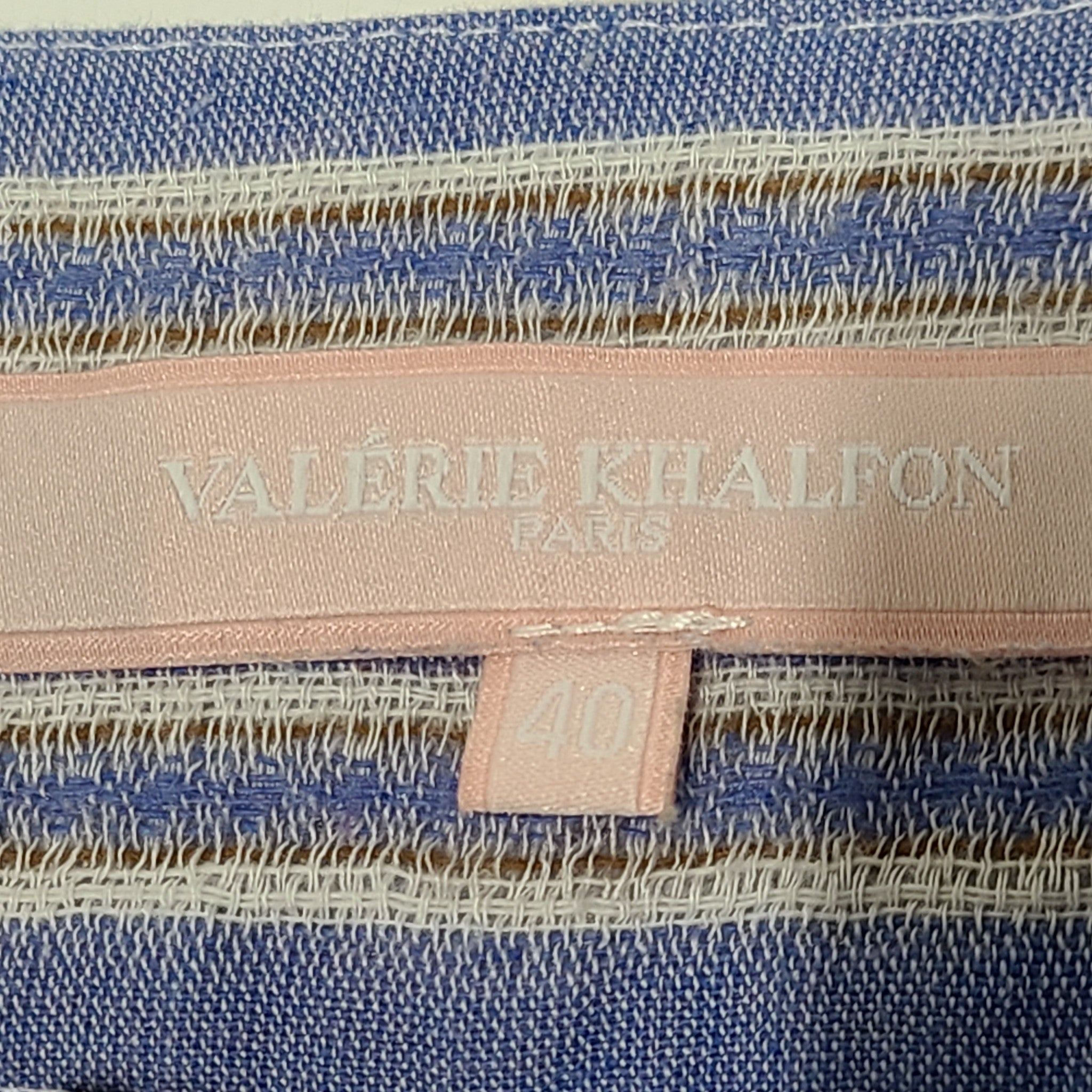 Valerie Khalfon Paris Designer Tunic with Lace Striped Blue Sz 8