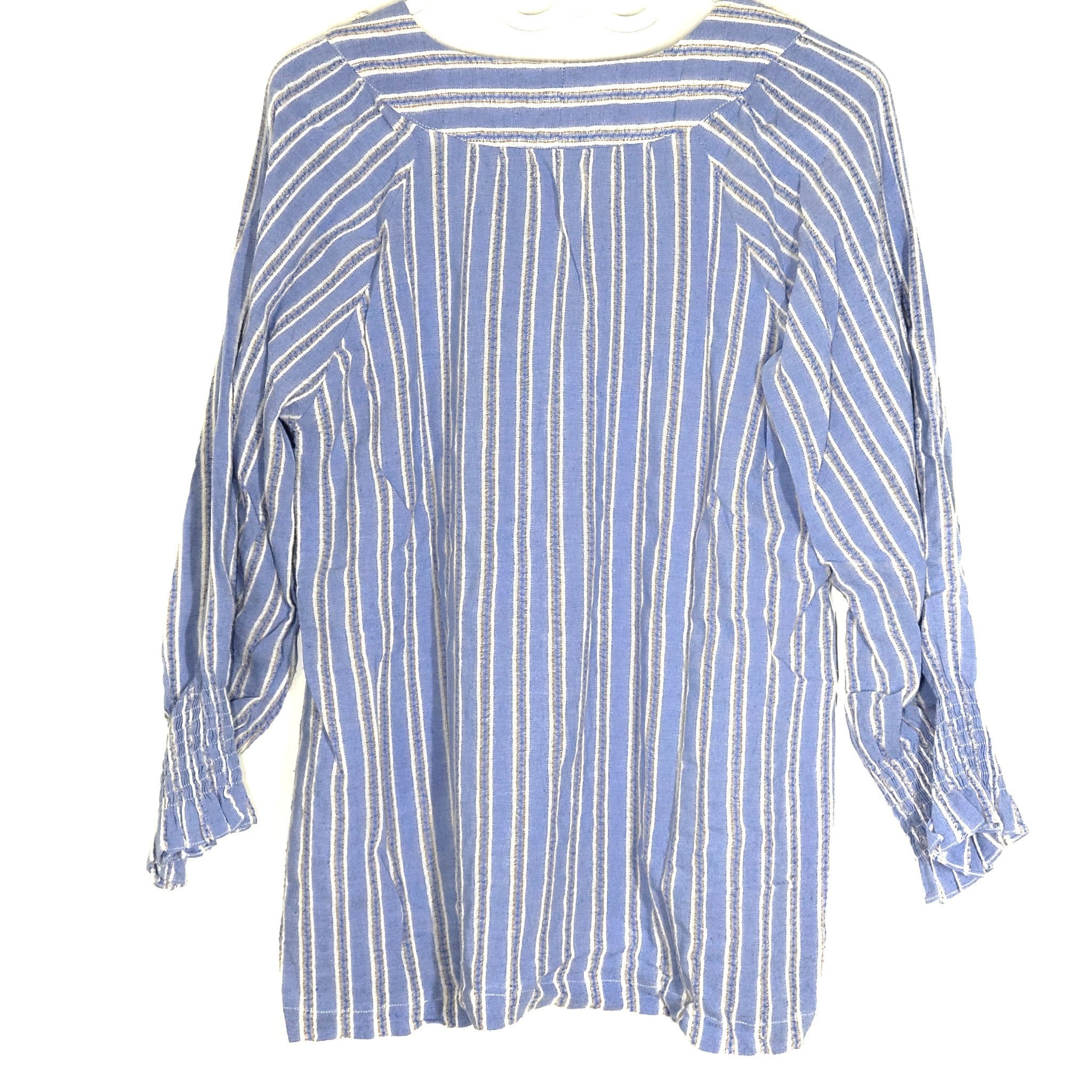 Valerie Khalfon Paris Designer Tunic with Lace Striped Blue Sz 8