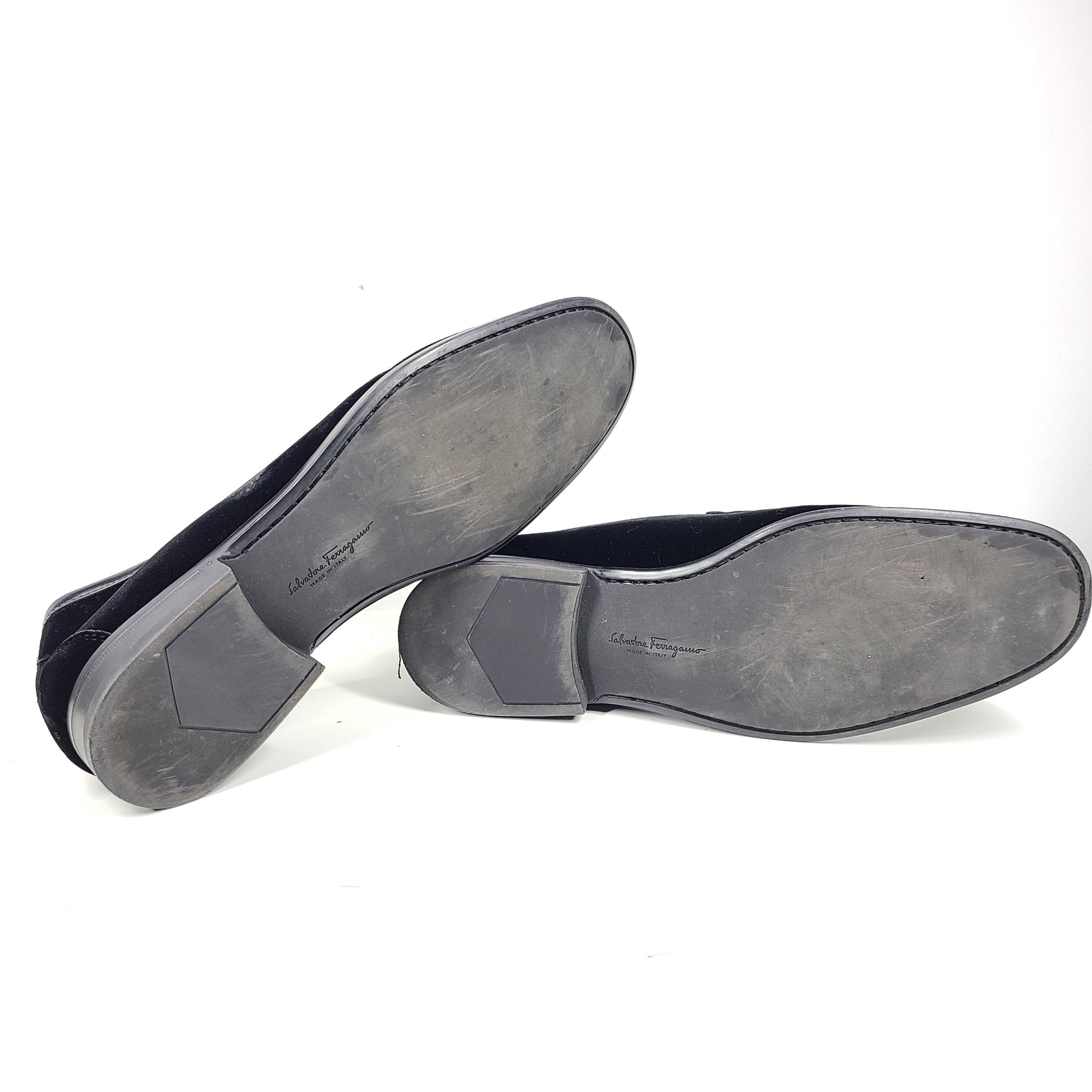 Salvatore Ferragamo Grandioso Velvet Double Gancini Bit Loafers Black US9.5 $970