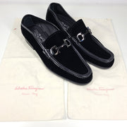 Salvatore Ferragamo Grandioso Velvet Double Gancini Bit Loafers Black US9.5 $970