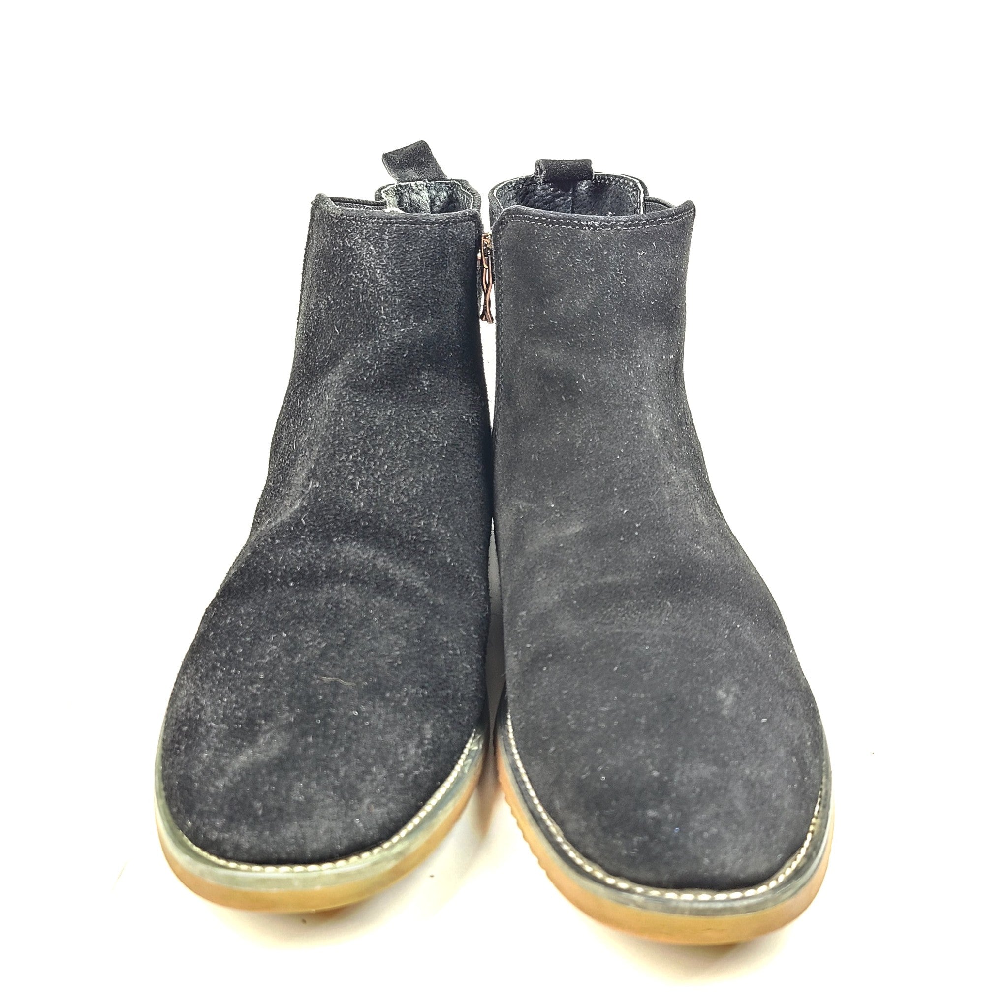 Zara Men's Suede Black Leather Boots #567-220 US8 Sz41
