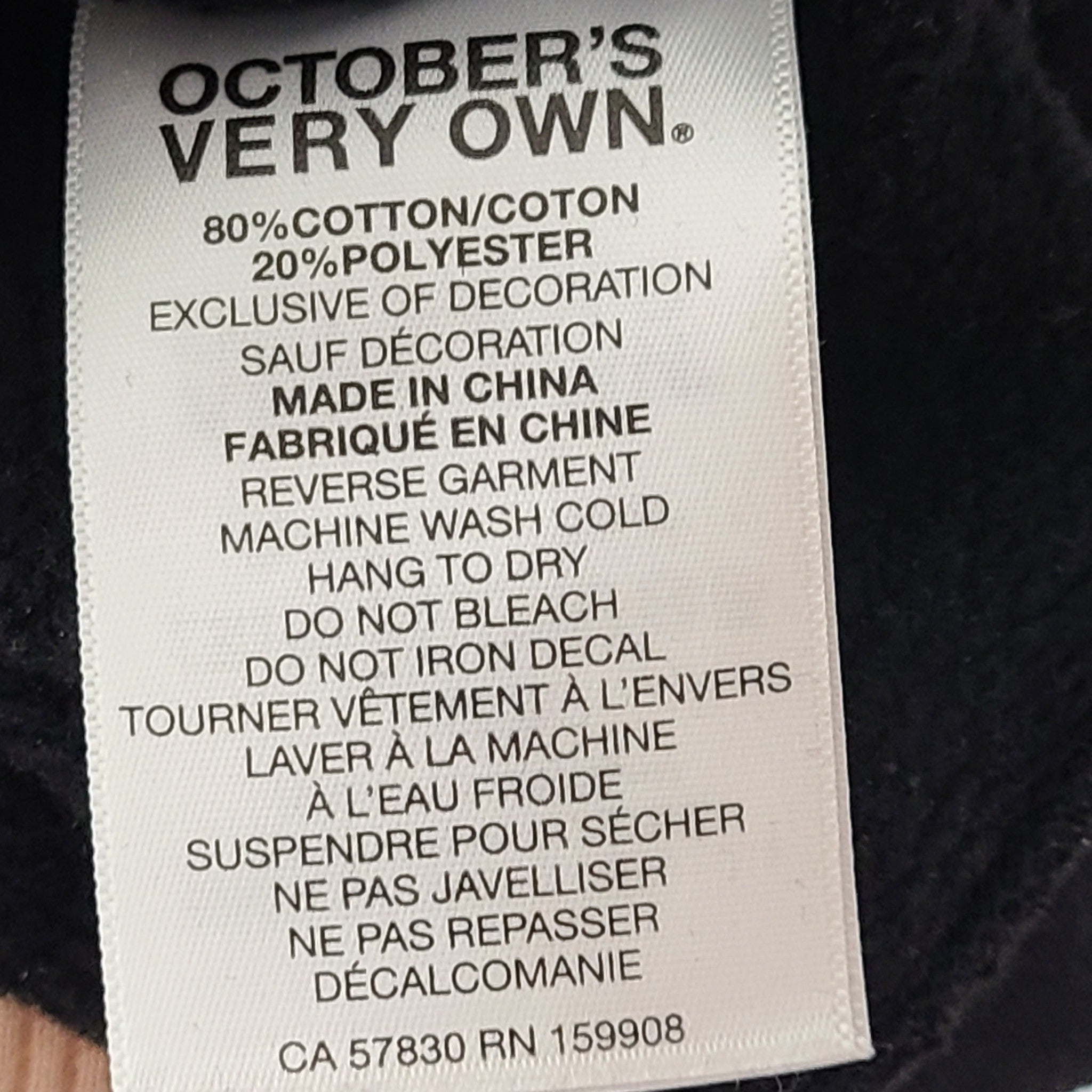 Ovo October’s Very Own Men's Collegiate Hoodie Sweater Black Sz S