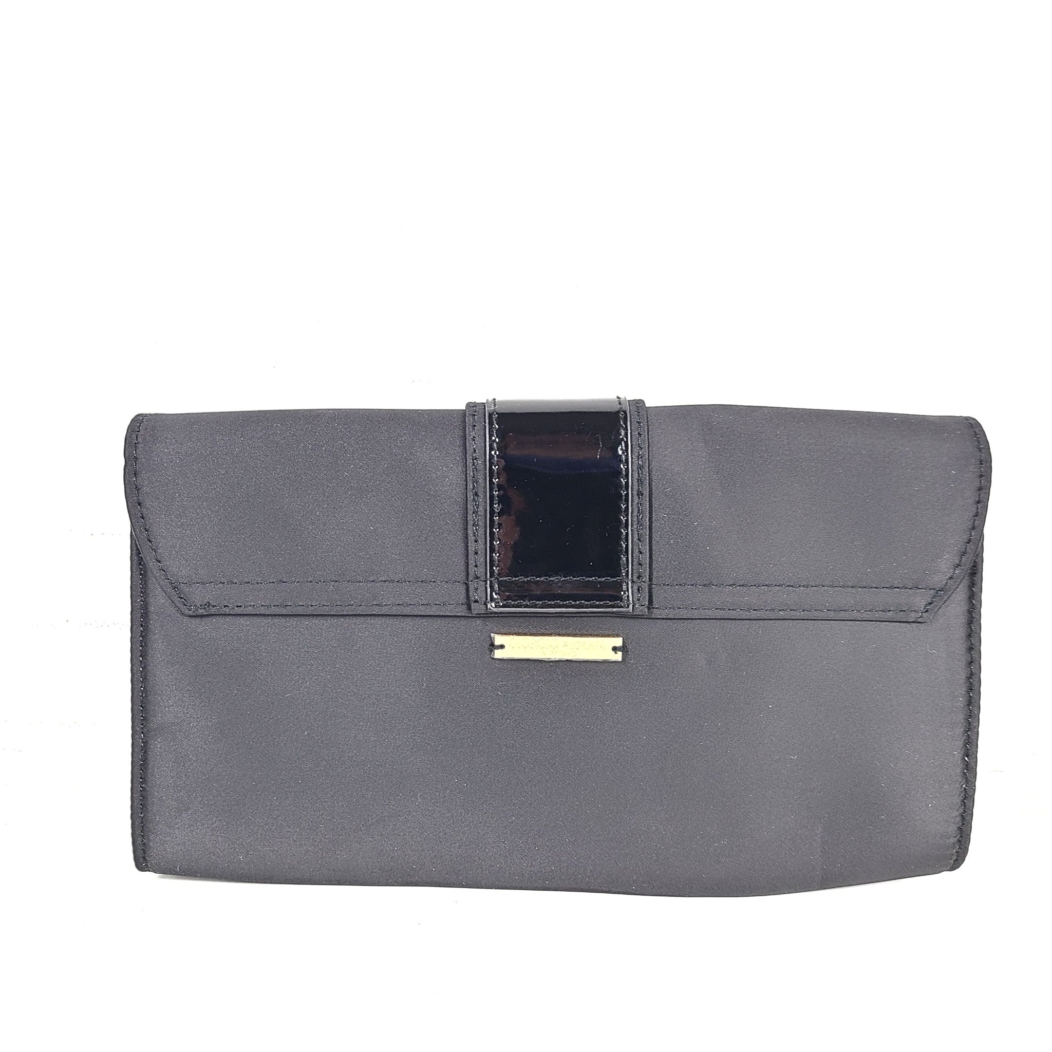 Giorgio Armani Parfum Satin Gold GA Logo Clutch Cosmetic Bag Purse Organizer
