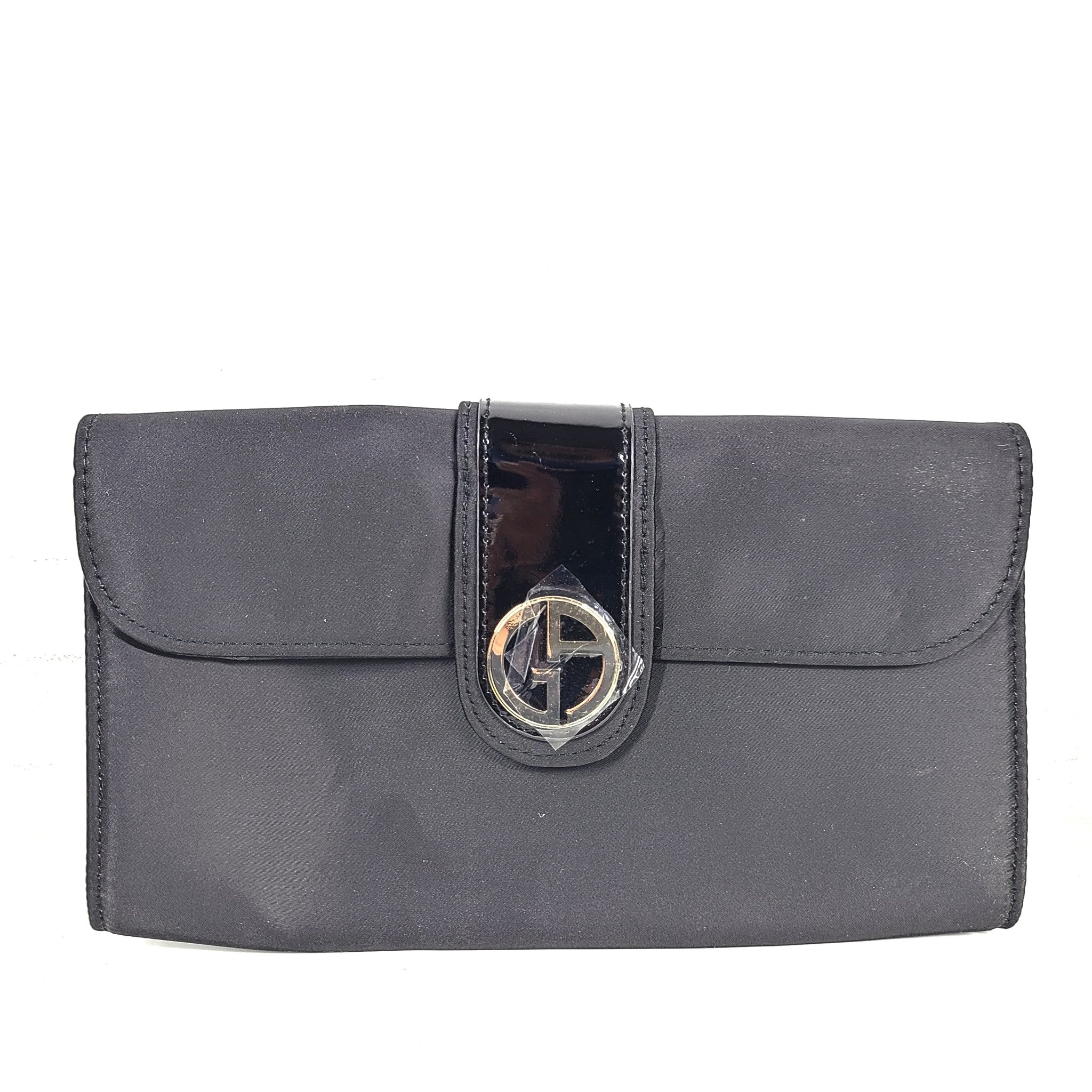 Giorgio Armani Parfum Satin Gold GA Logo Clutch Cosmetic Bag Purse Organizer