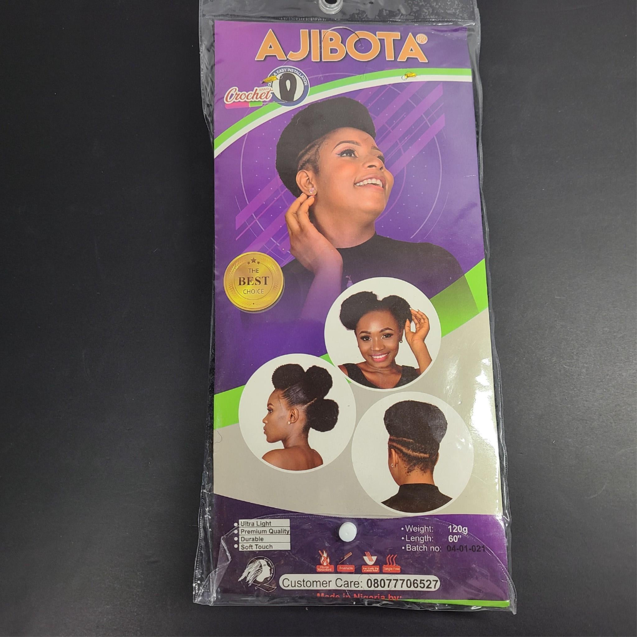 2 x 120g Ajibota Ceres 60" Hair Extensions Black Soft Touch Ultra Light