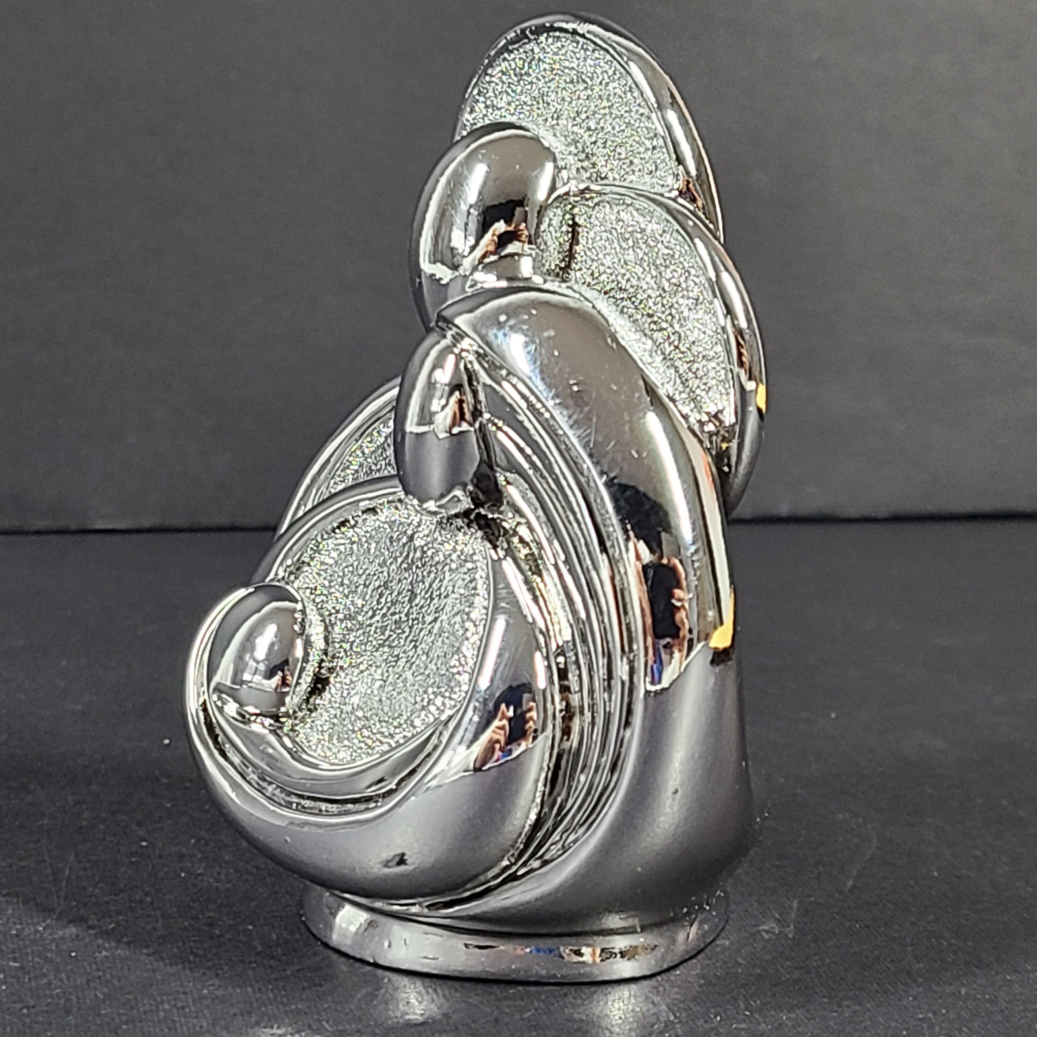 Modern Holy Family Mary Jesus Sculpture Silver Coated by Valenti
