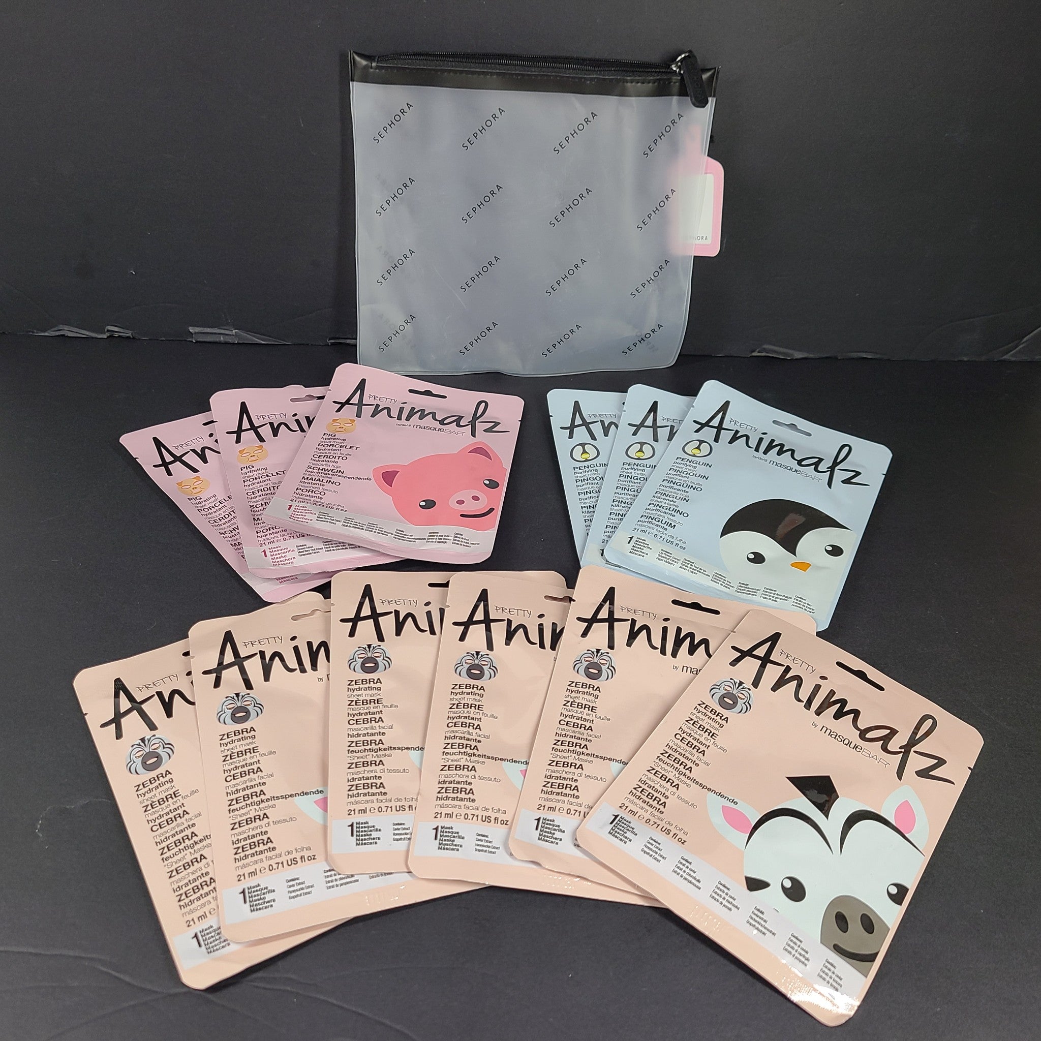12 x Pretty Animalz Sheet Masks + Sephora Beauty on the Fly Reusable Bag