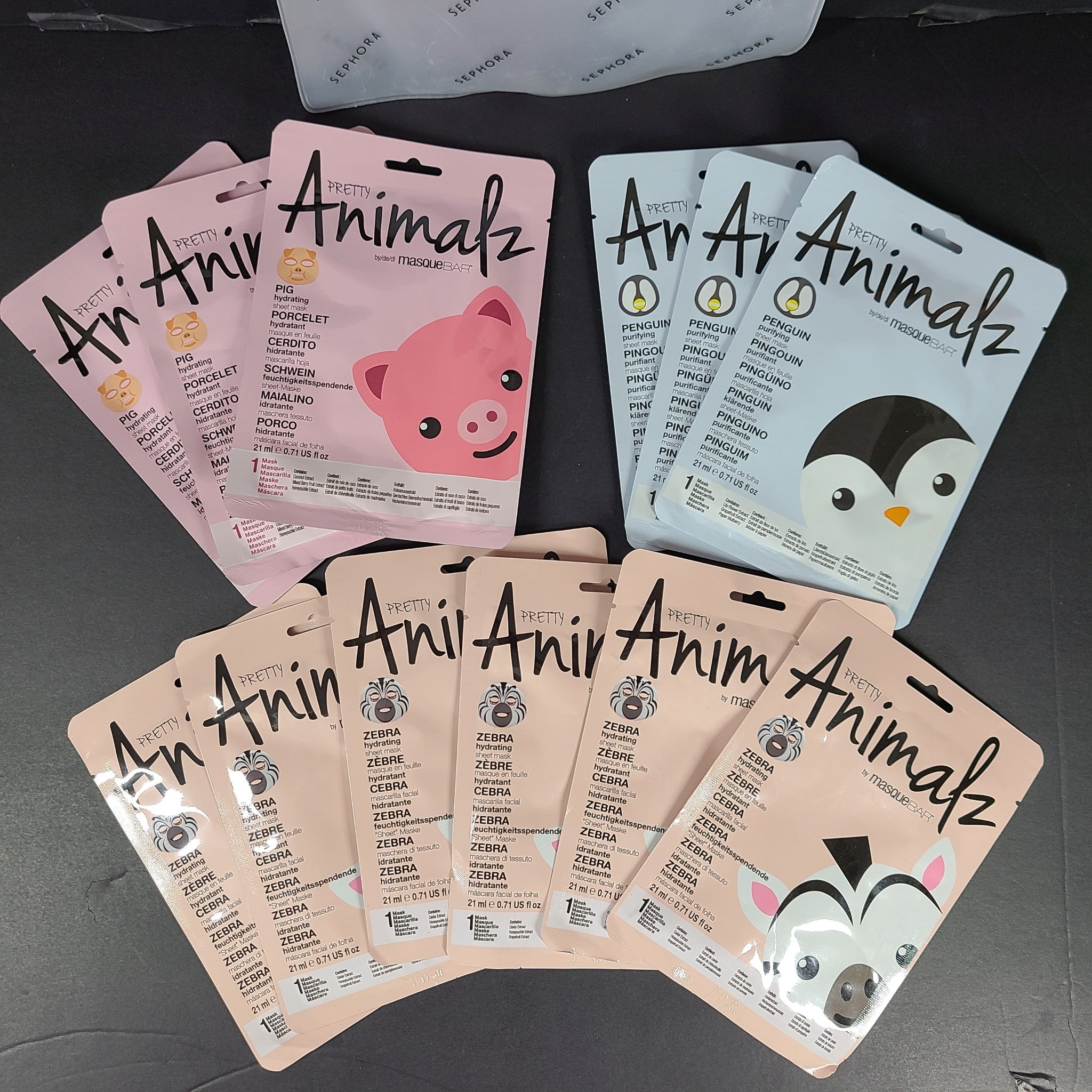 12 x Pretty Animalz Sheet Masks + Sephora Beauty on the Fly Reusable Bag