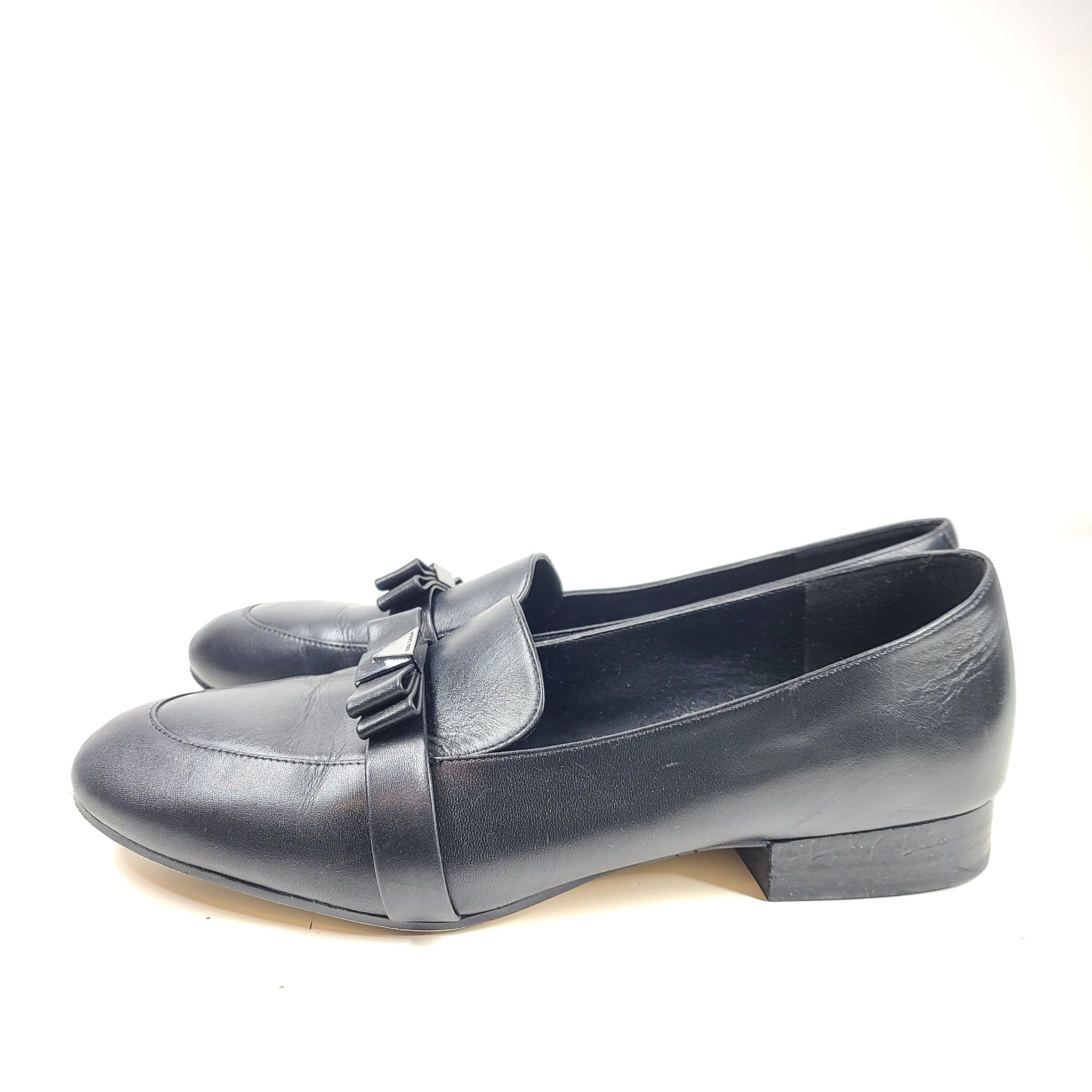 Michael Kors Women's Caroline Leather Loafers Black w Bow Sz 10