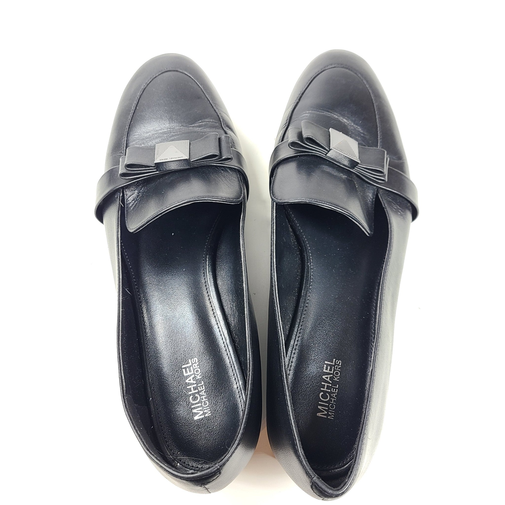 Michael Kors Women's Caroline Leather Loafers Black w Bow Sz 10