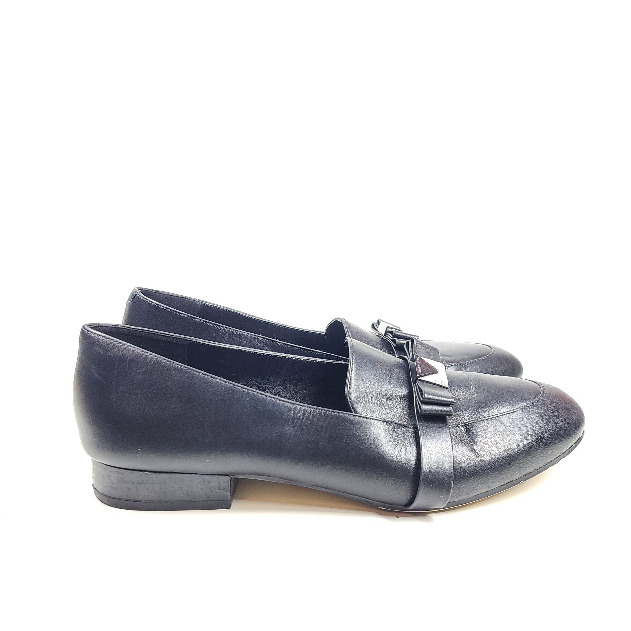 Michael Kors Women's Caroline Leather Loafers Black w Bow Sz 10
