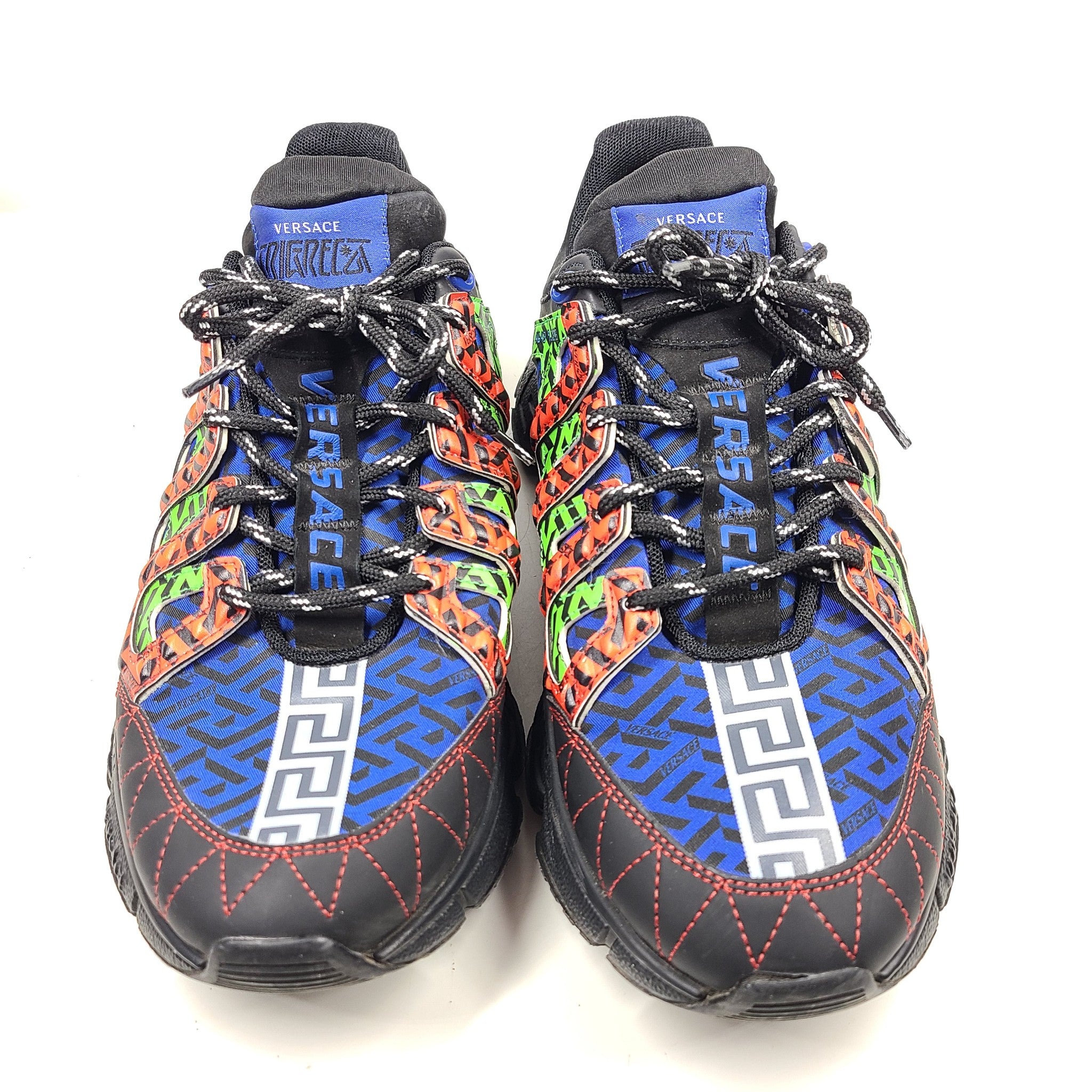 Versace Men's Sneakers Trigreca La Greca Signature Black Multi-Color Sz 10 IT43
