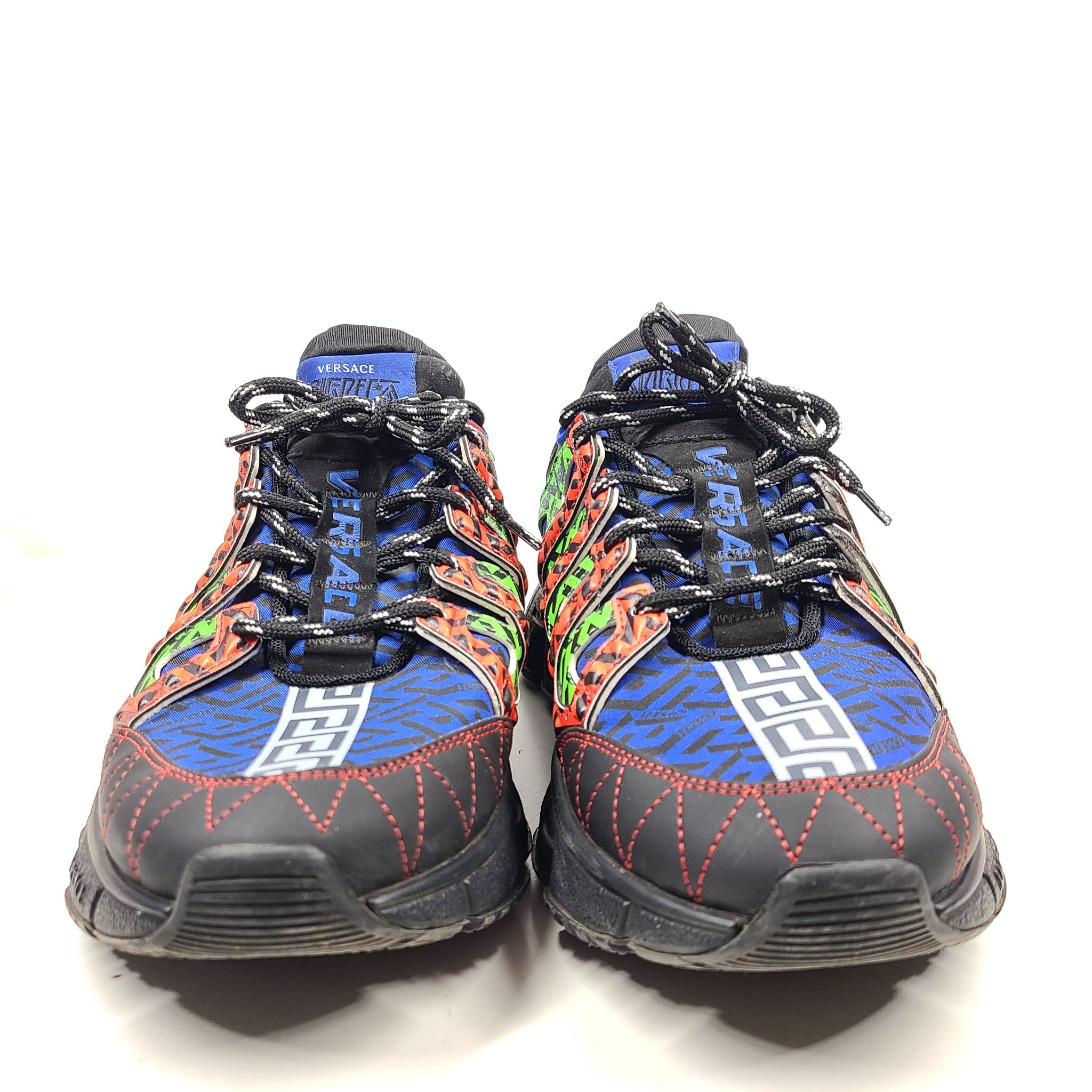 Versace Men's Sneakers Trigreca La Greca Signature Black Multi-Color Sz 10 IT43