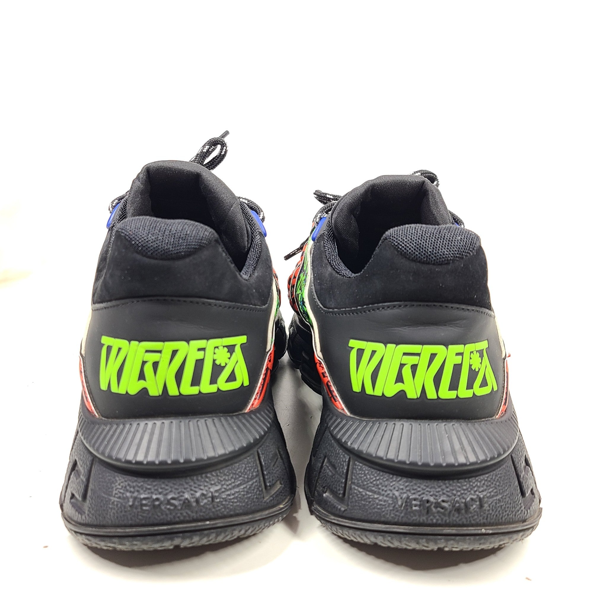 Versace Men's Sneakers Trigreca La Greca Signature Black Multi-Color Sz 10 IT43