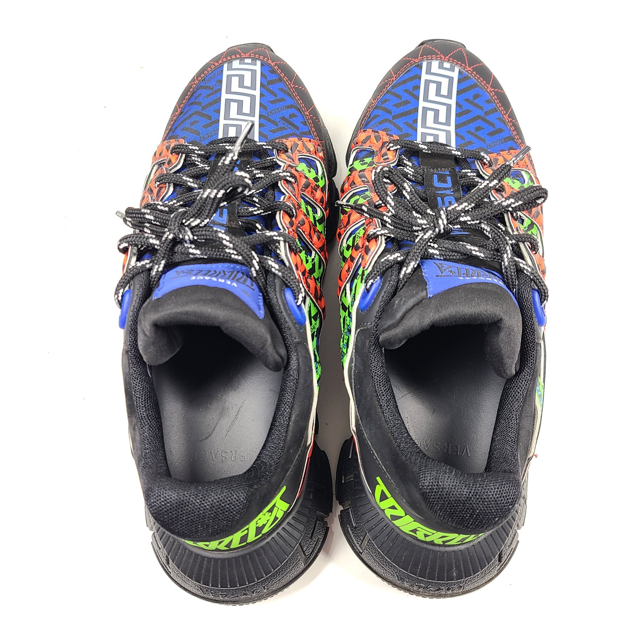 Versace Men's Sneakers Trigreca La Greca Signature Black Multi-Color Sz 10 IT43