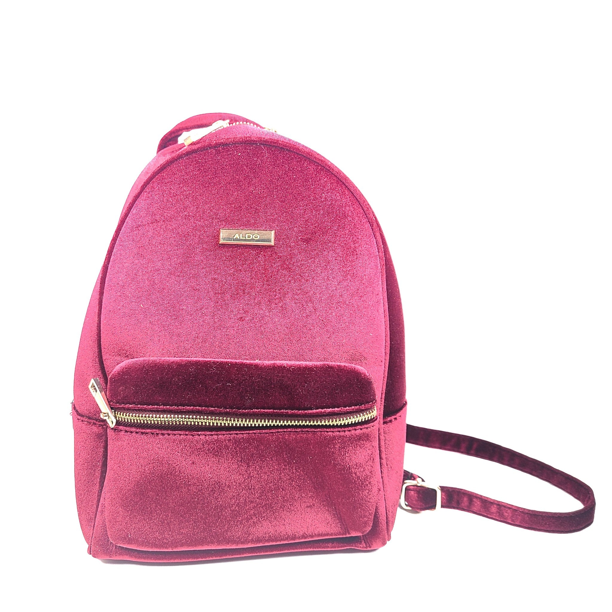 Aldo Massima Velvet Backpack Burgundy Red