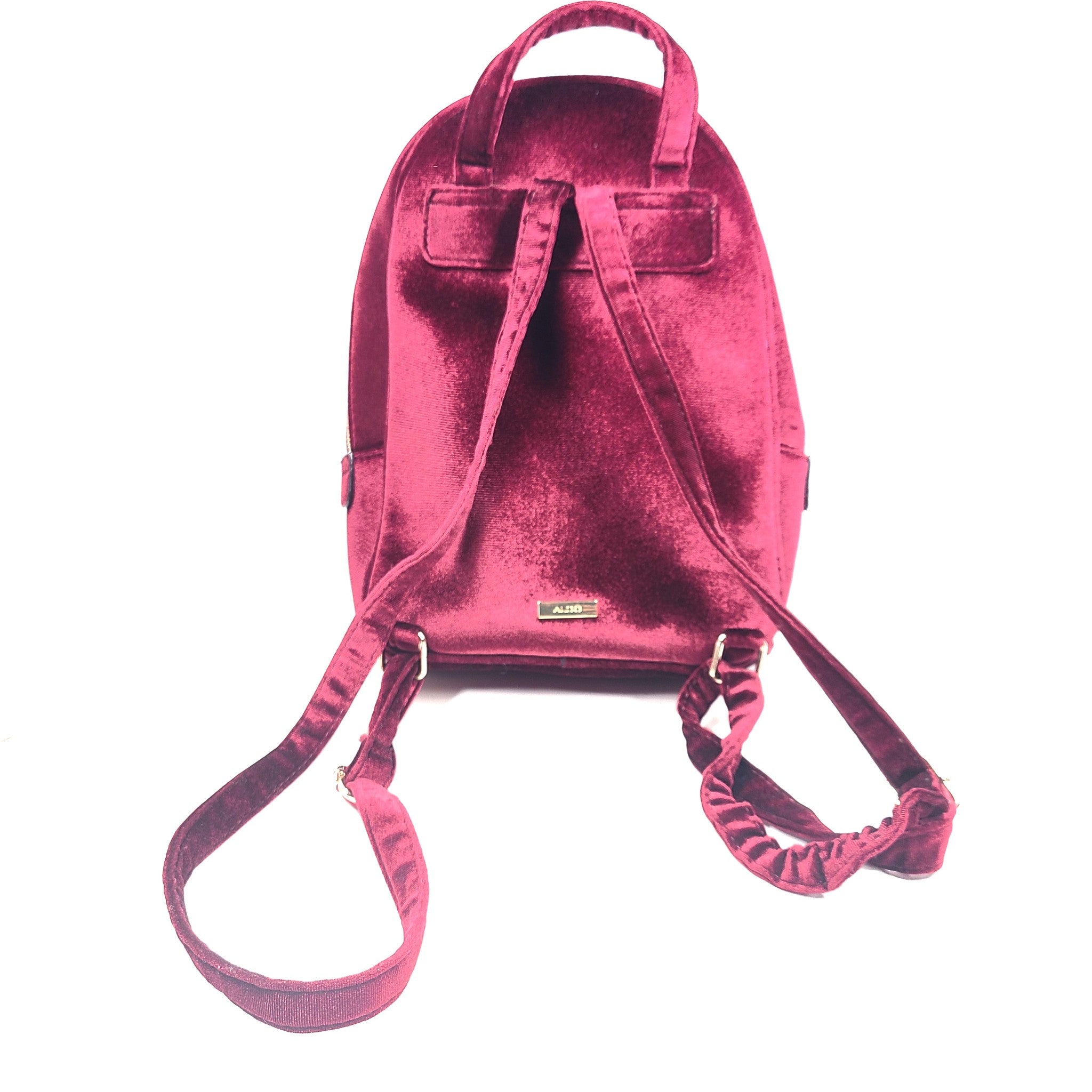 Aldo Massima Velvet Backpack Burgundy Red