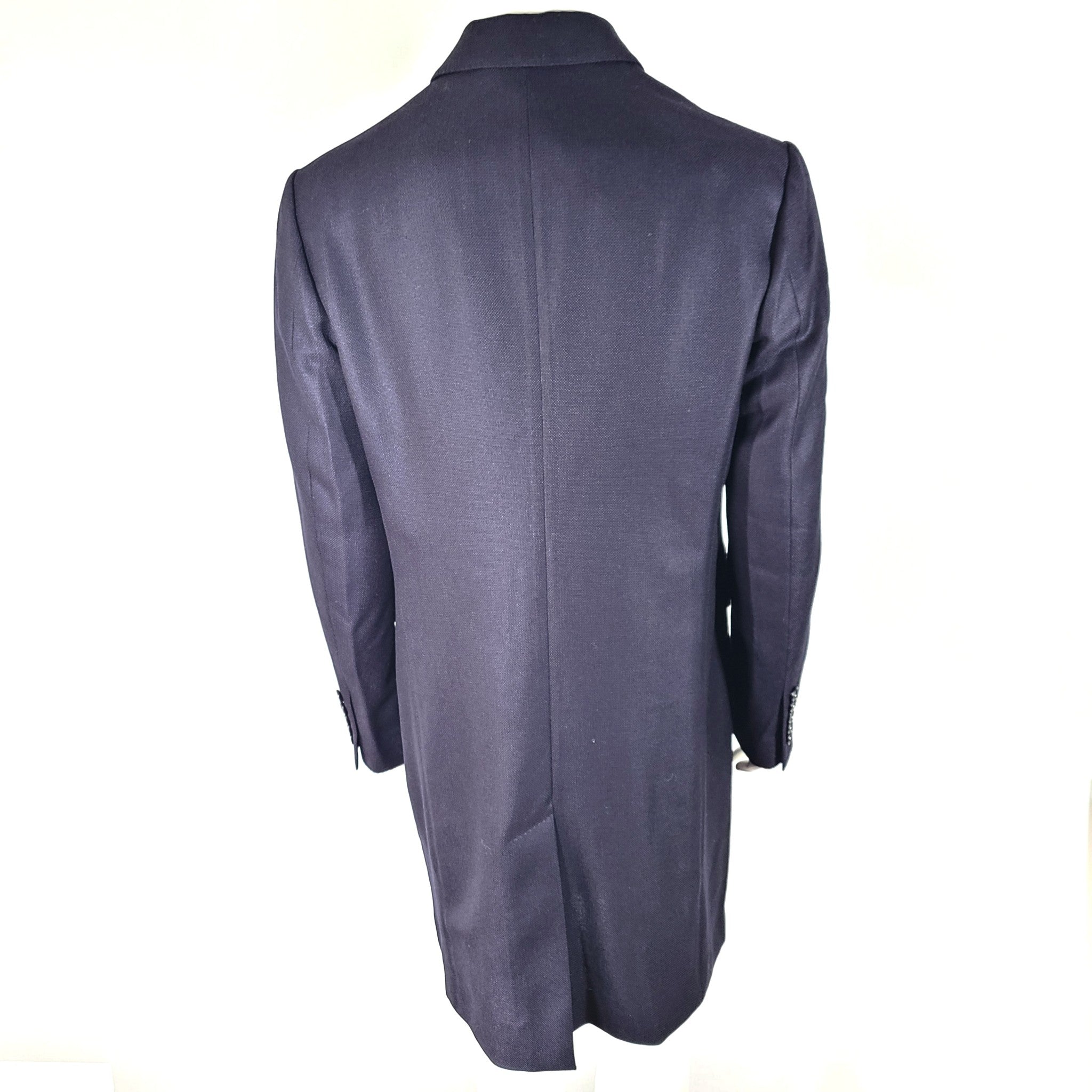 Burberry Men's Double Breasted Wool Coat Tailored Navy Blue Sz US 44 L