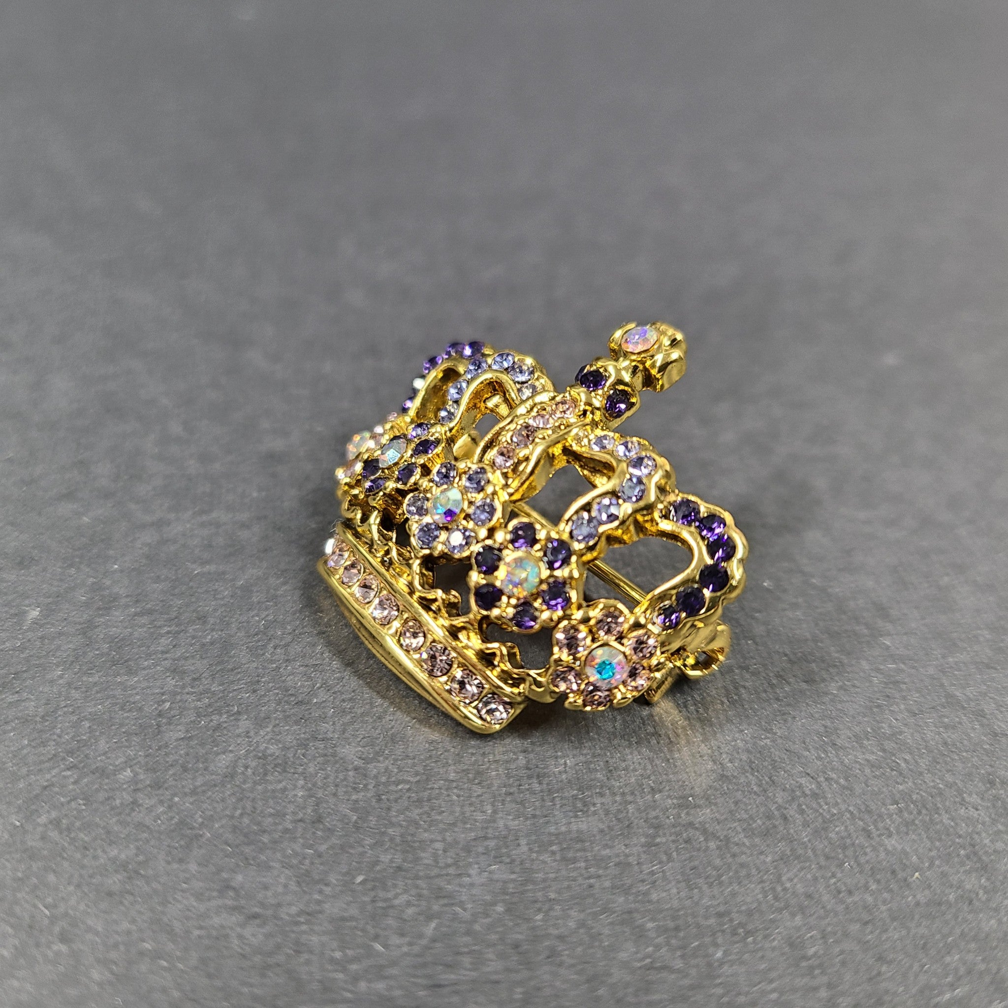 Crown Brooch Pin Gold and Purple Lavender Crystals by Historic Royal Palaces