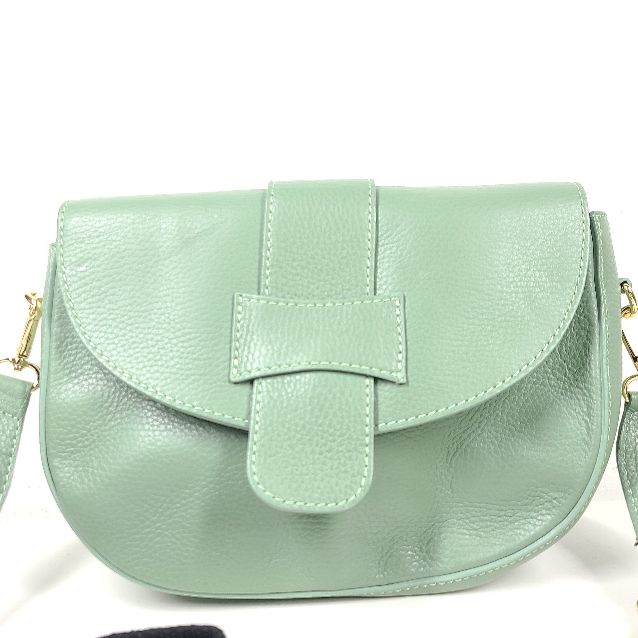 Mazzi d'Fiori Alessia Real Leather Satchel Crossbody Shoulder Bag Green