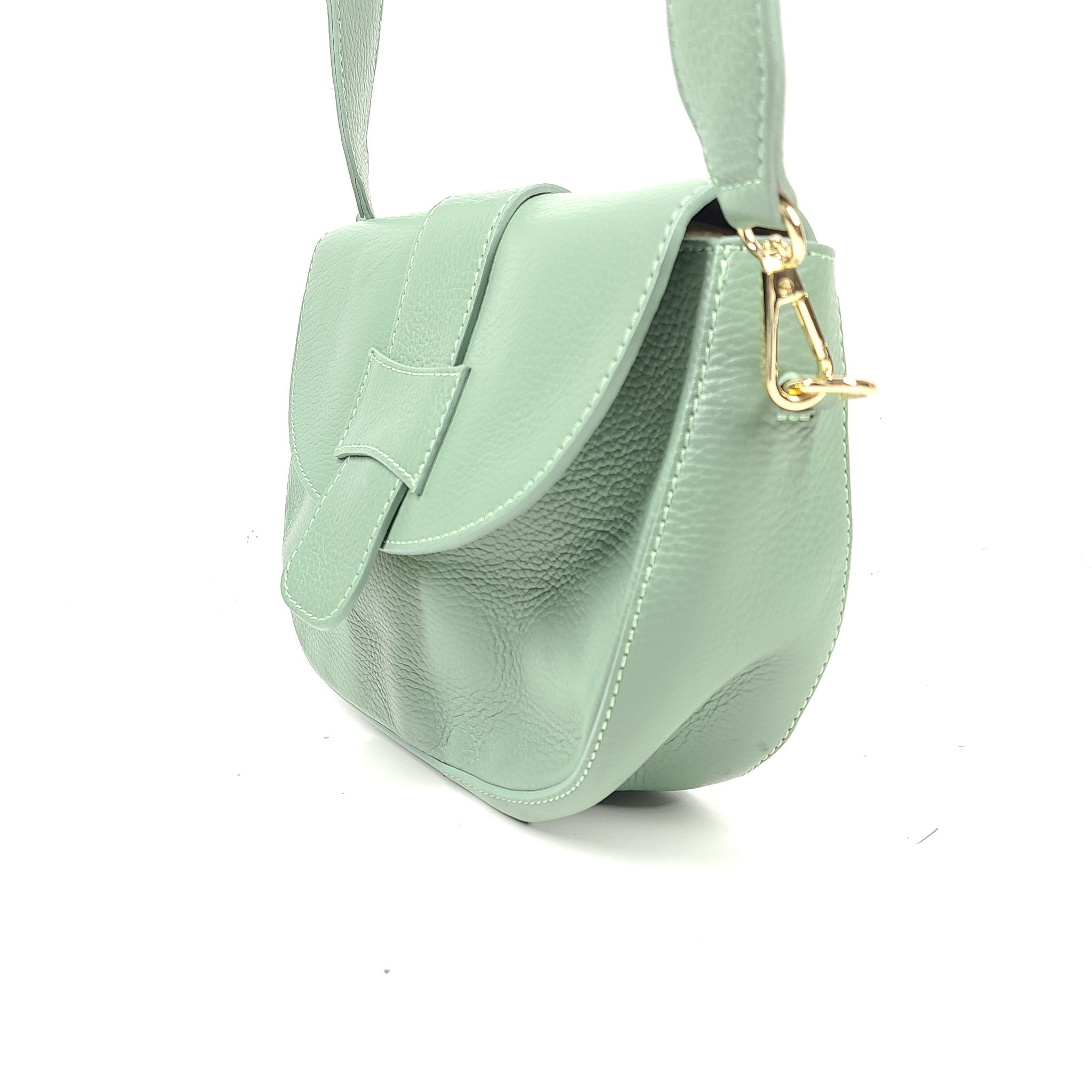 Mazzi d'Fiori Alessia Real Leather Satchel Crossbody Shoulder Bag Green