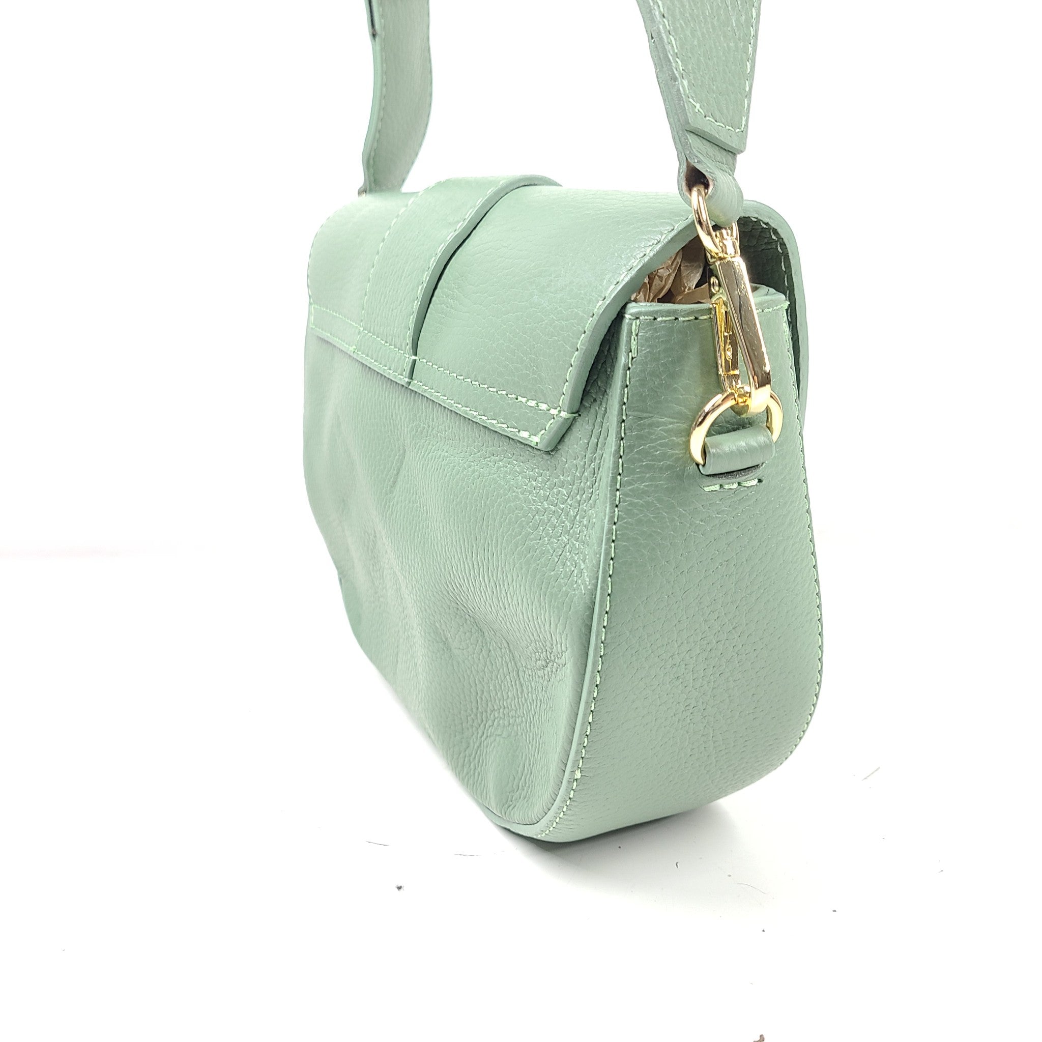 Mazzi d'Fiori Alessia Real Leather Satchel Crossbody Shoulder Bag Green
