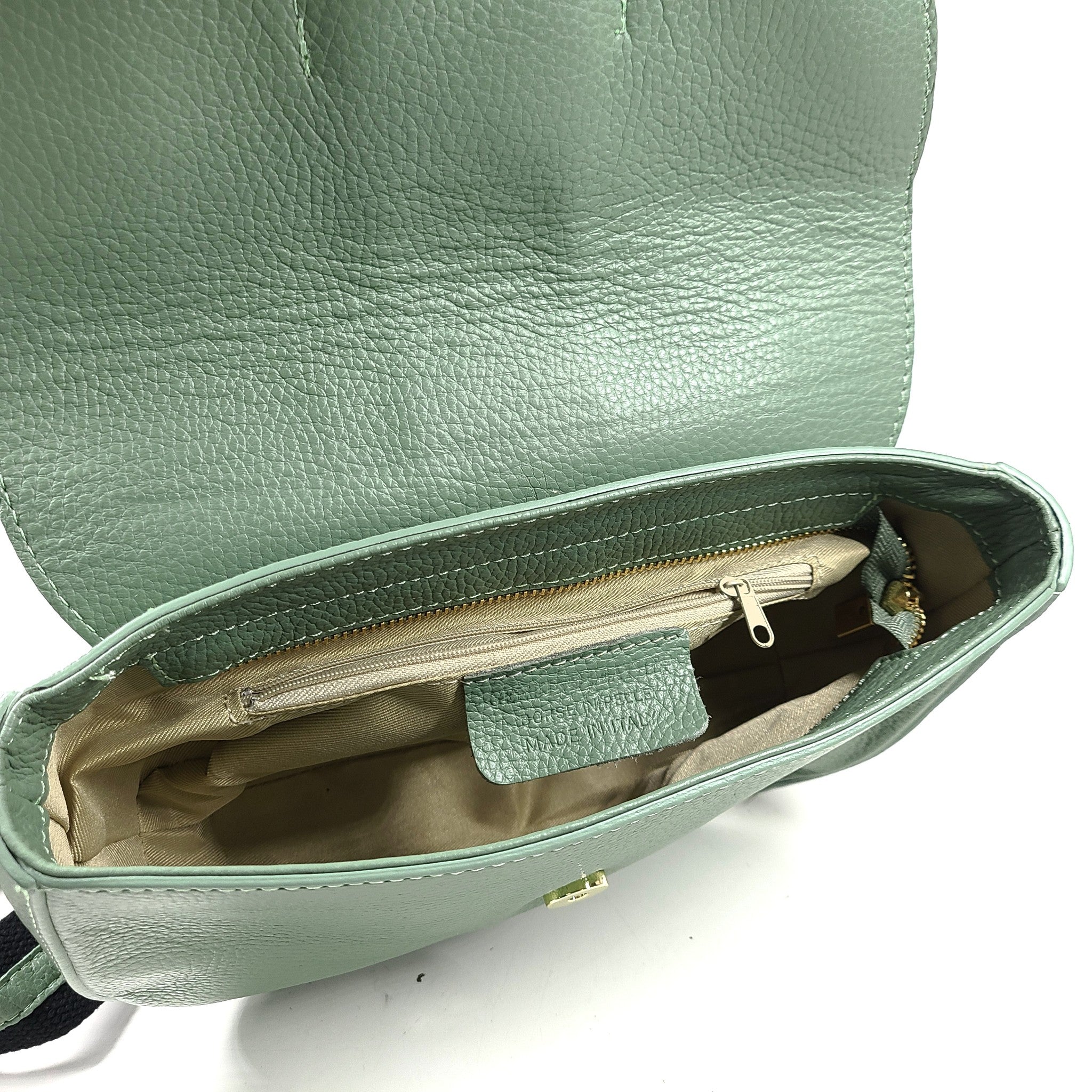 Mazzi d'Fiori Alessia Real Leather Satchel Crossbody Shoulder Bag Green