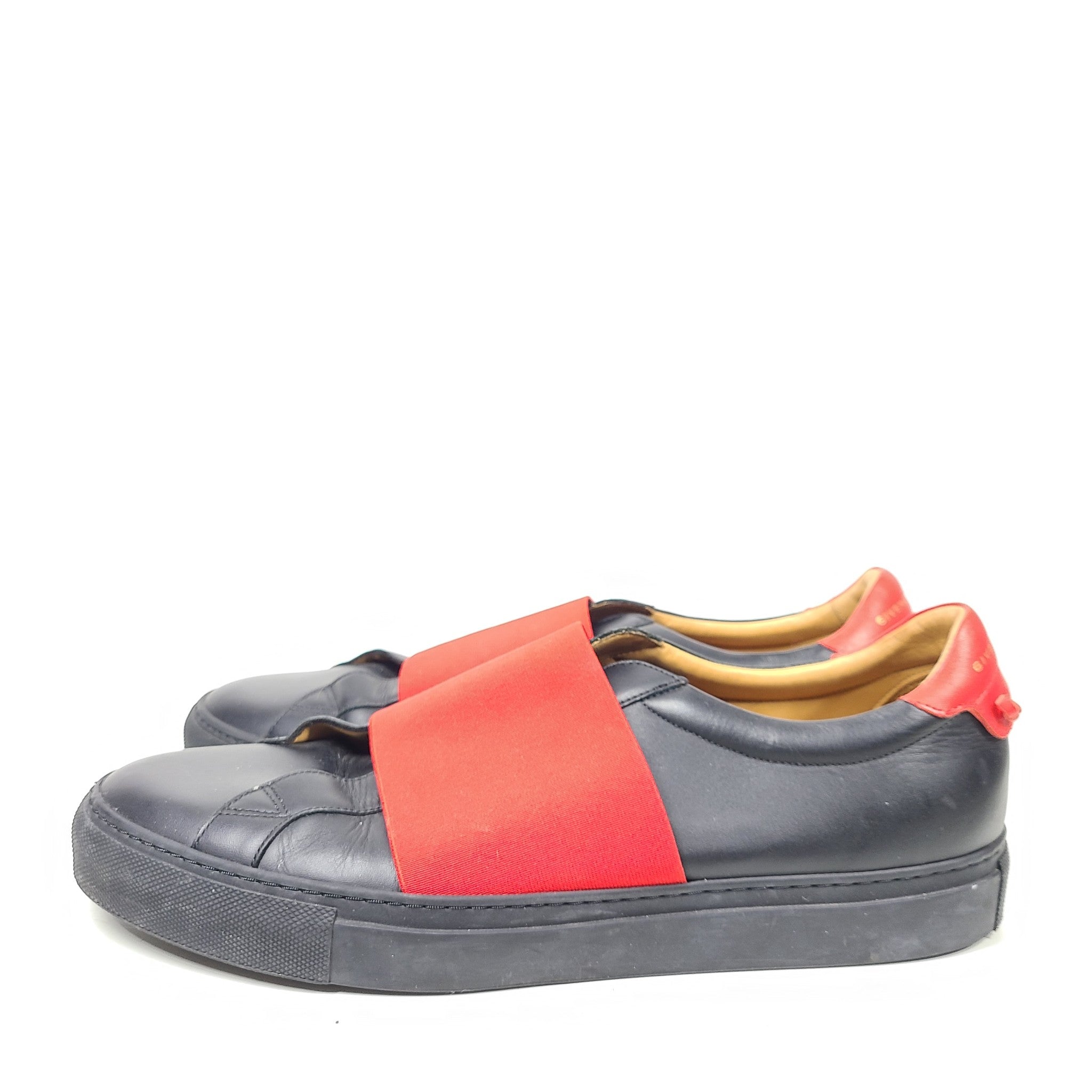 GIVENCHY Men's Red Strap Sneakers Shoes Black Leather Sz 44 US 11
