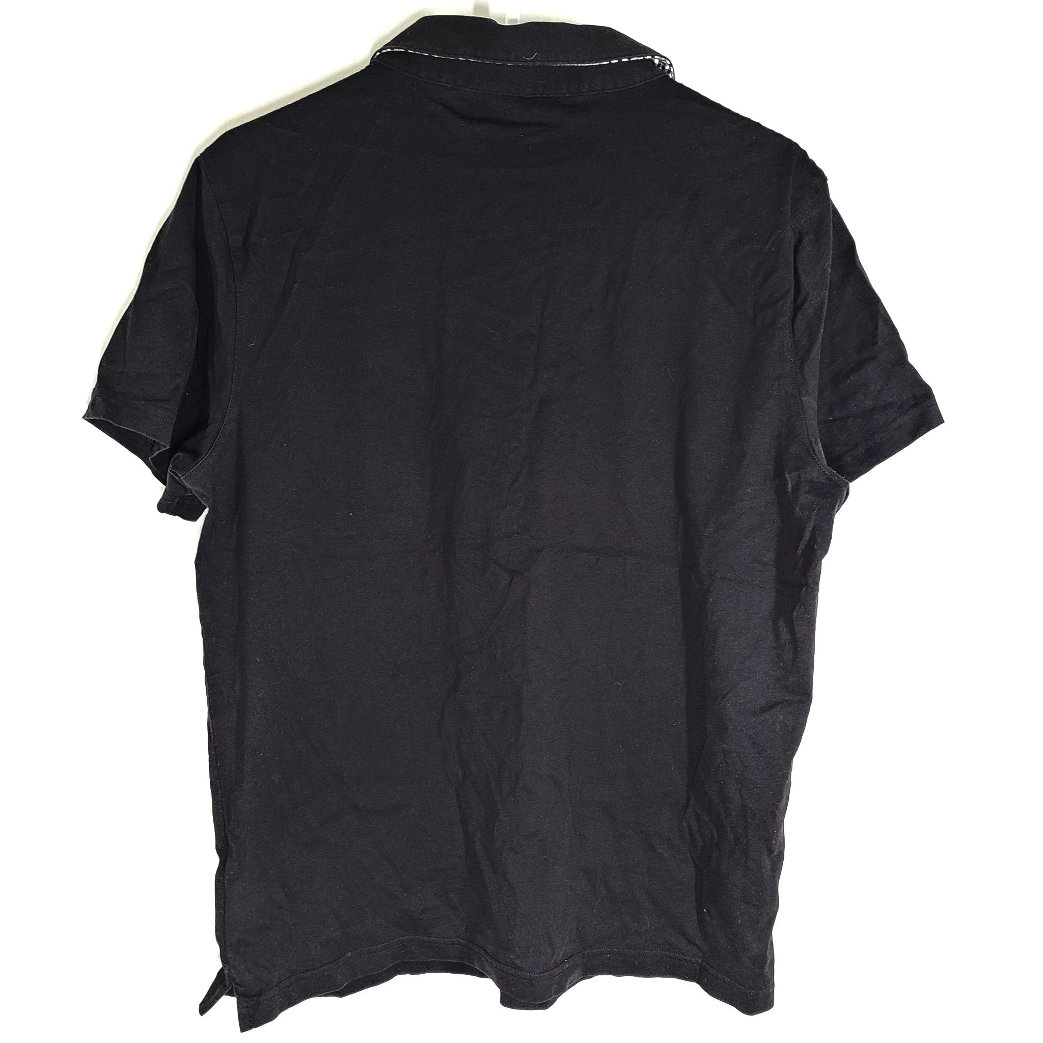 Michael Kors Men's Logo Embroidered Polo Shirt Black Plaid Detail Sz M