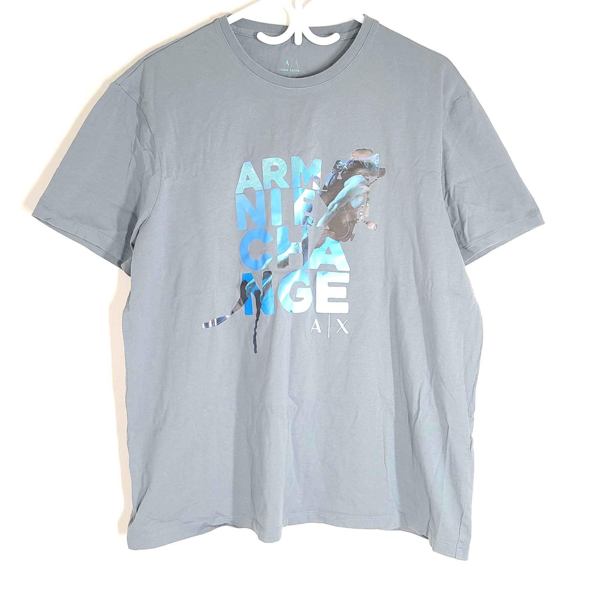 Armani Exchange A|X Men's T-Shirt With  Diver Print Blue Sz XL