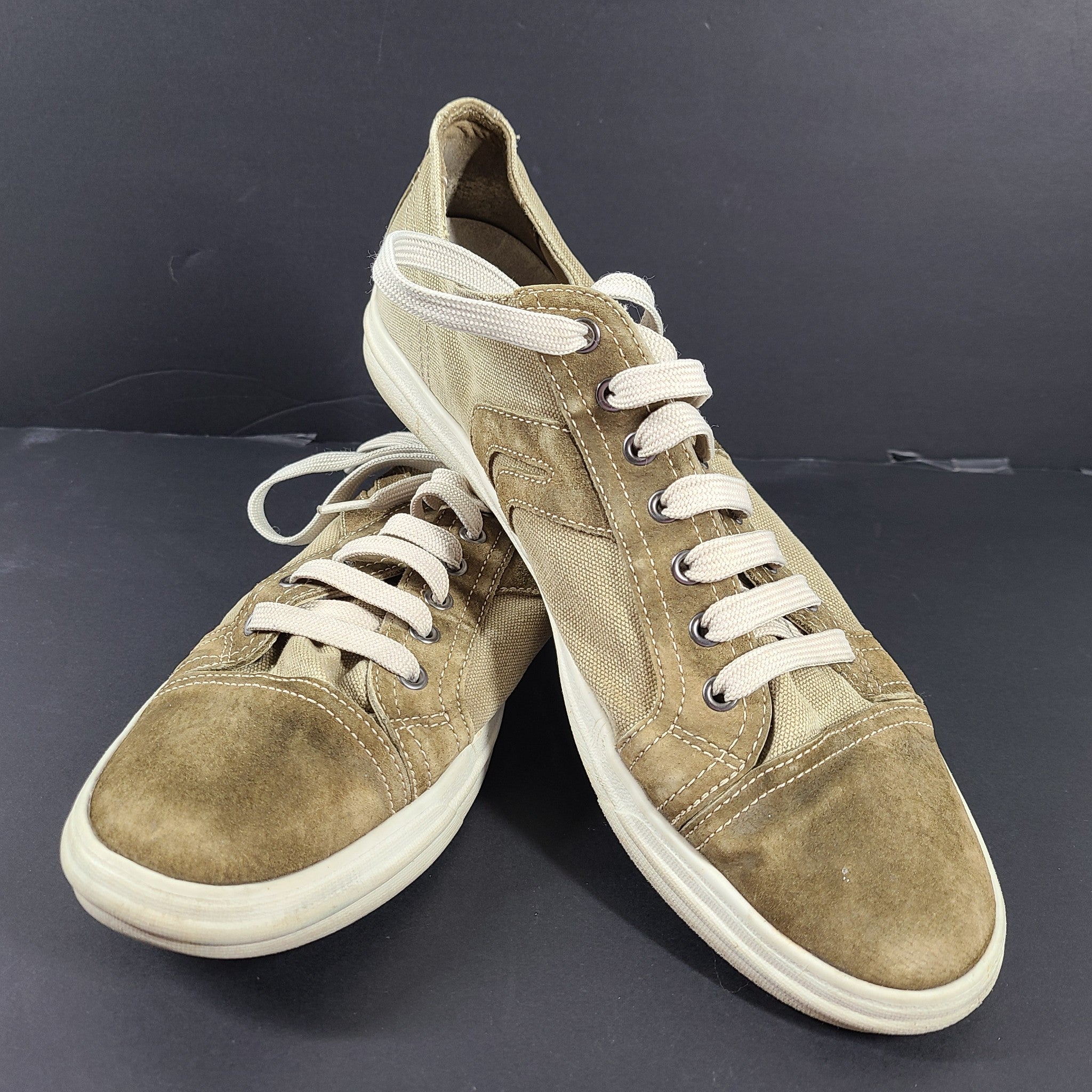 Geox Men's Sneakers Casual Shoes Sneakers Canvas Suede Taupe Beige US12.5