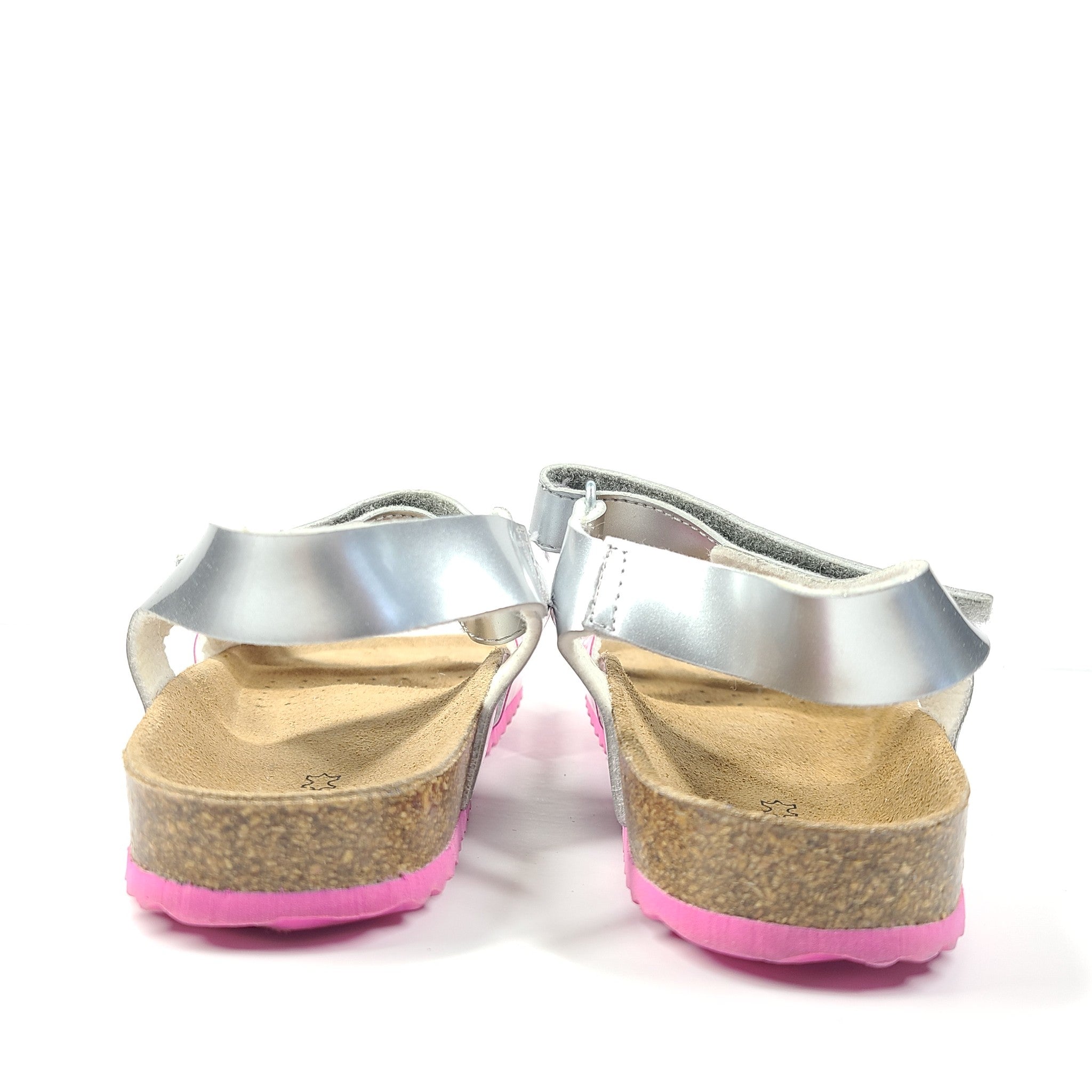Geox Girls' Adriel Cork Open Sandals Pink and Silver US Size 3