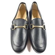 Jonak Paris Women's Sempre Black Leather Loafers Moccasins w/ Gold Buckle US 6