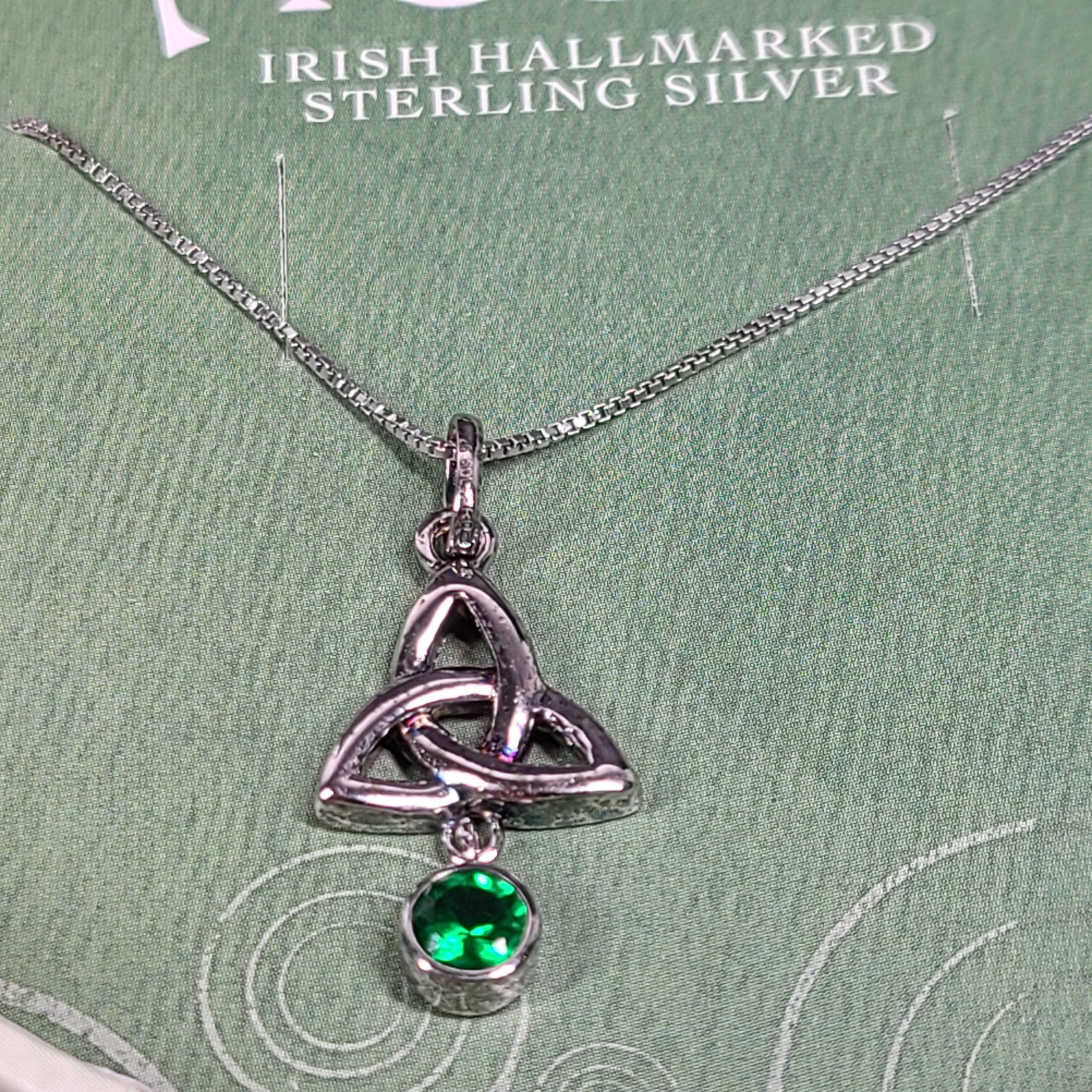 Acara Sterling Silver Trinity Knot Stud Earrings + Necklace Irish Hallmarked