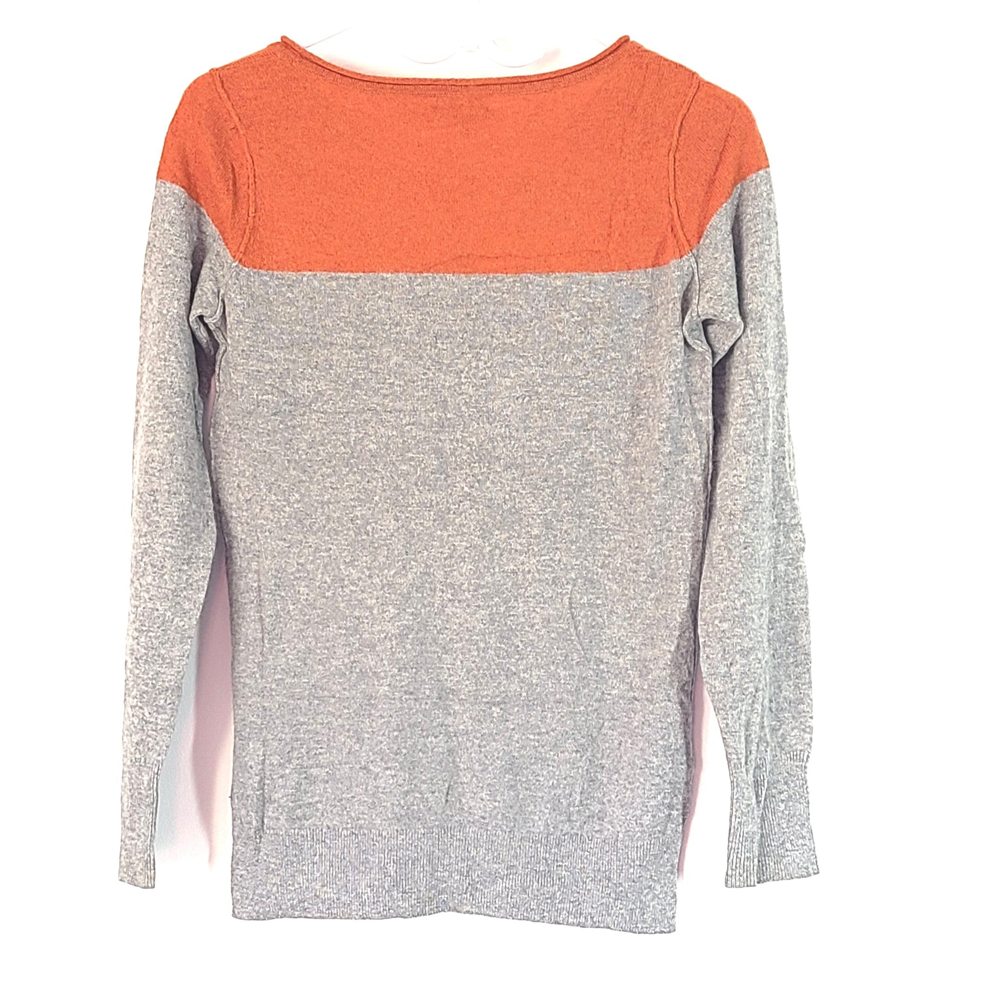 Club Monaco Women's Cashmere Sweater Color-Block Orange / Gray Sz XS