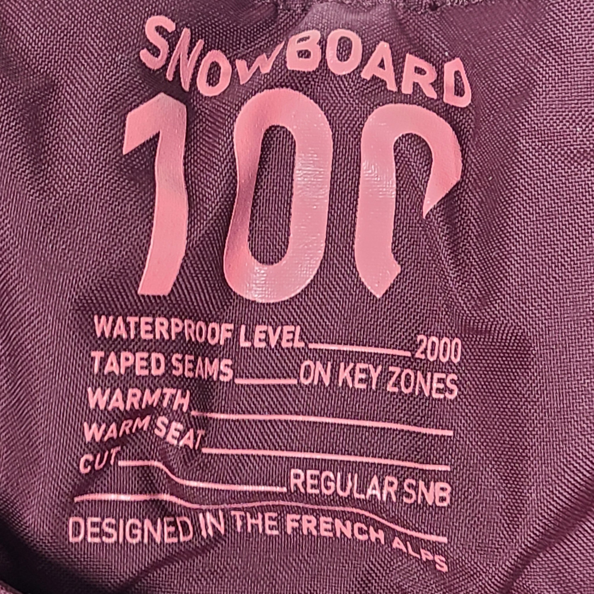 Decathlon Women's Snowboard Ski Pants SNB 100 Bordeaux Sz S