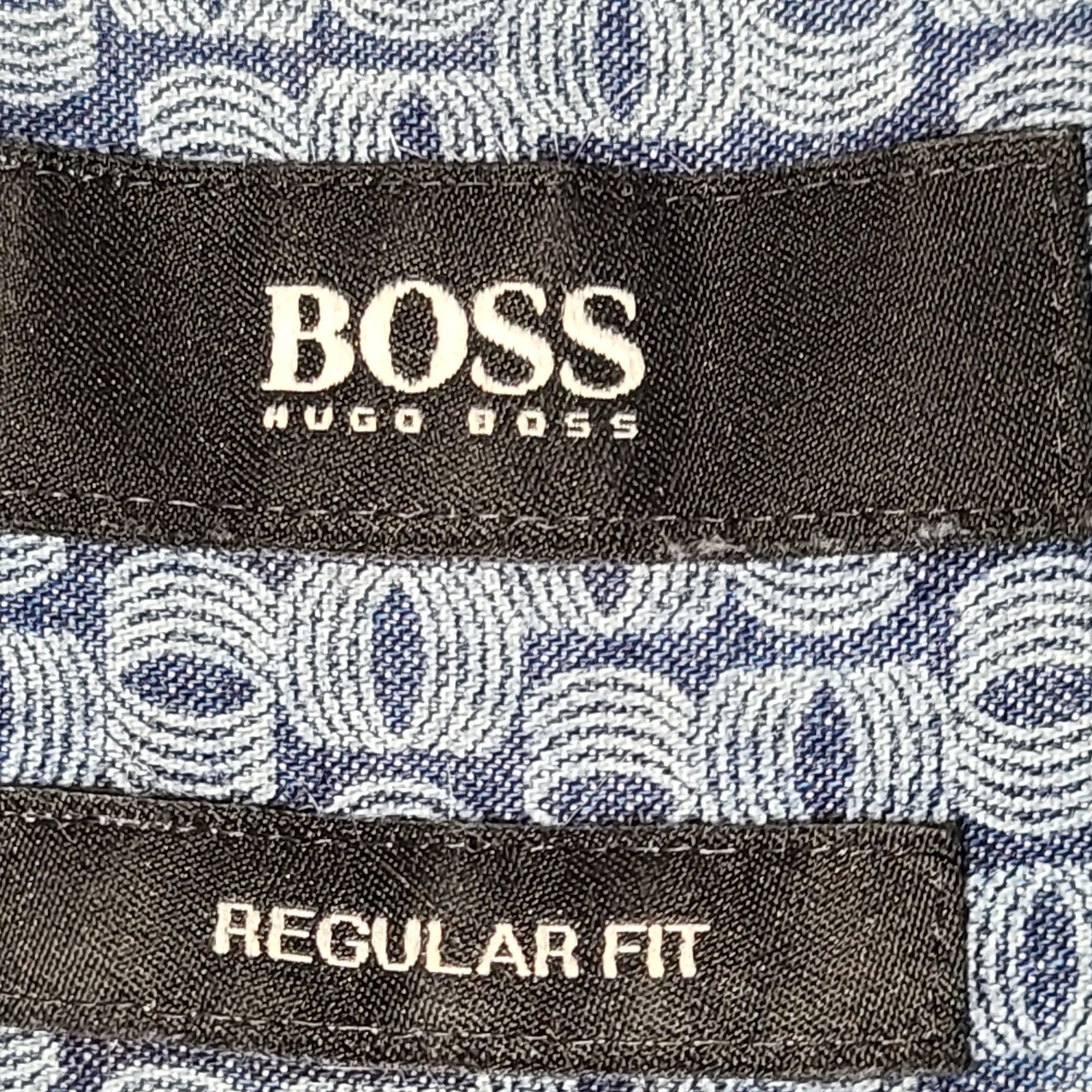 Hugo Boss Men's Standard Fit Patterned Denim Casual Button Up Shirt XL