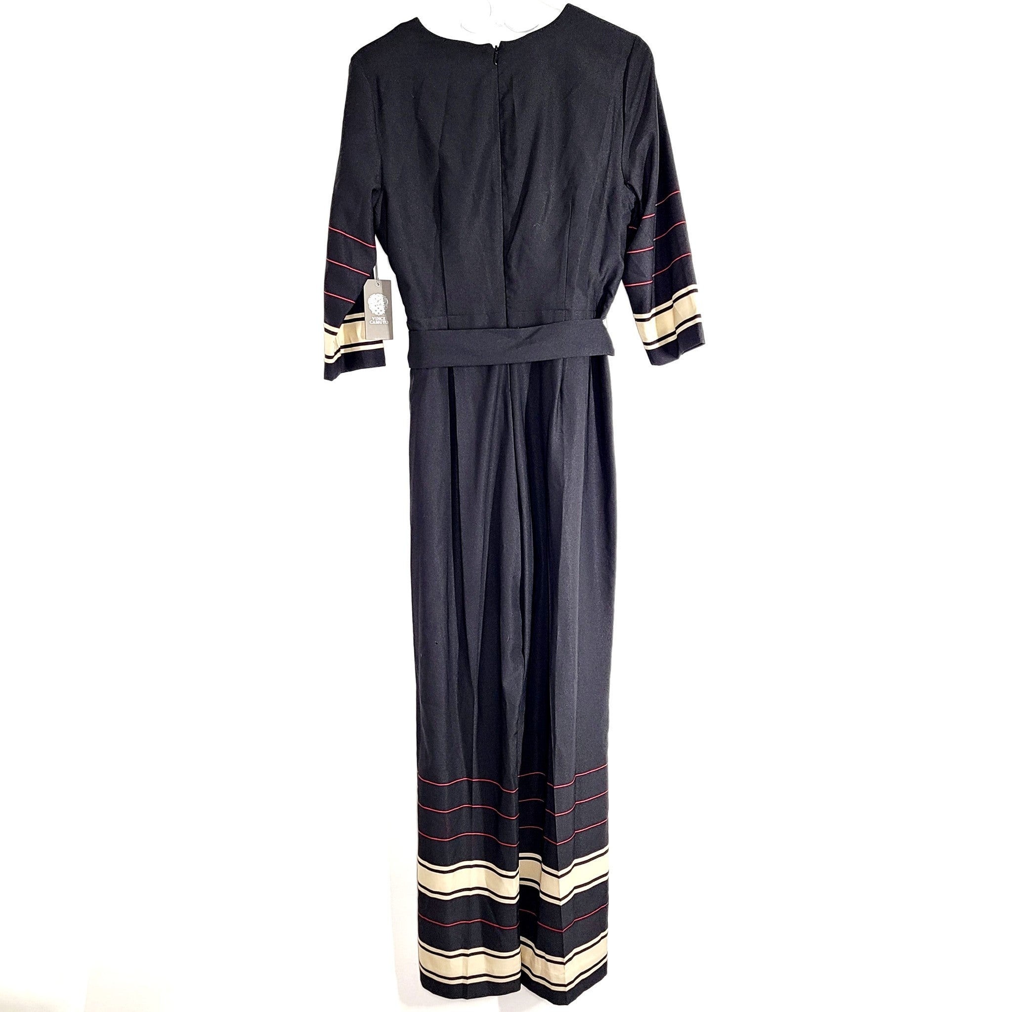 Vince Camuto Women's Wide Leg Belted Jumpsuit Black Sz 6